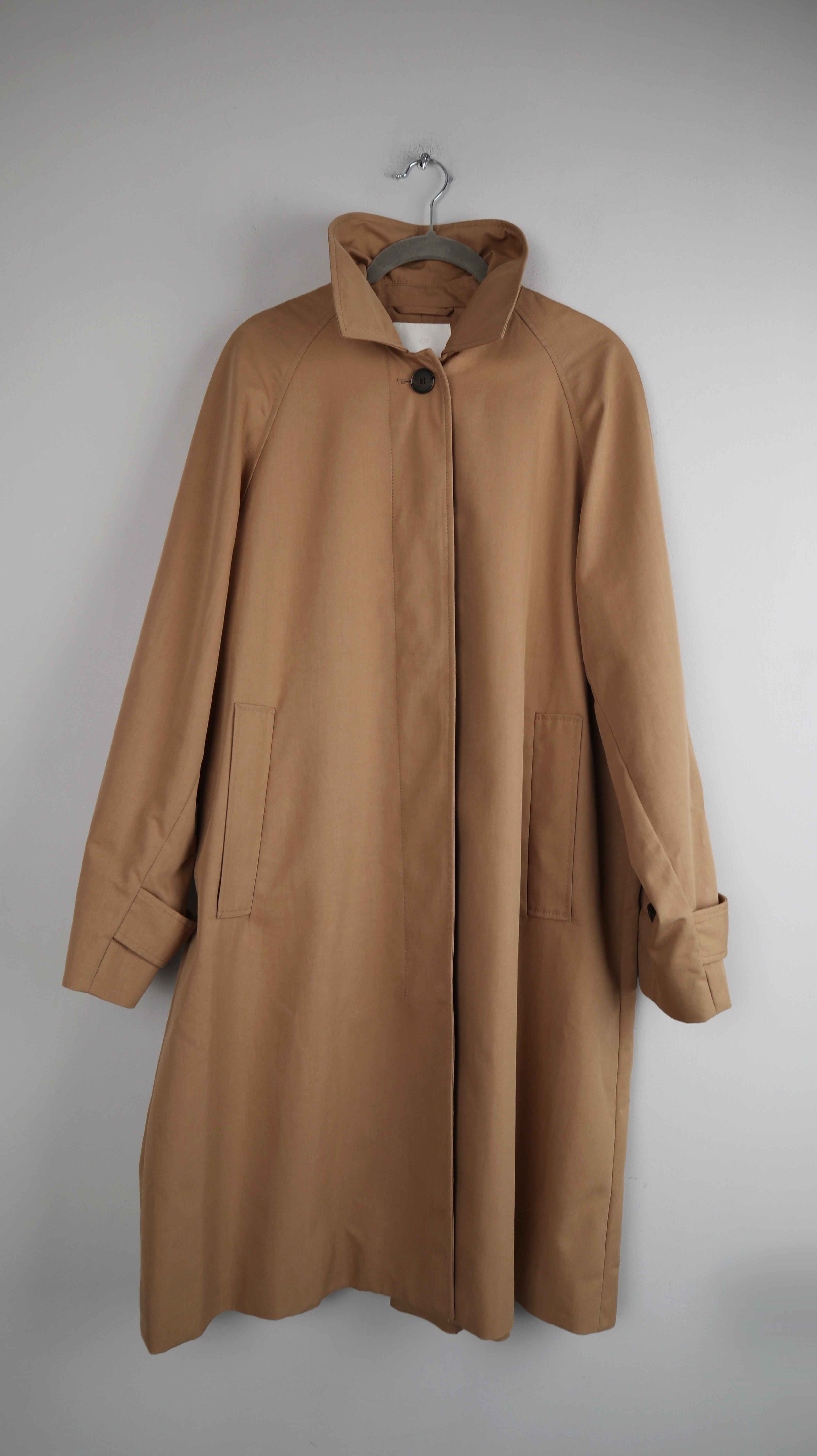 H&M Trenchcoat Beige Mantel Jacke Creme 36 S Lang Staubmantel
