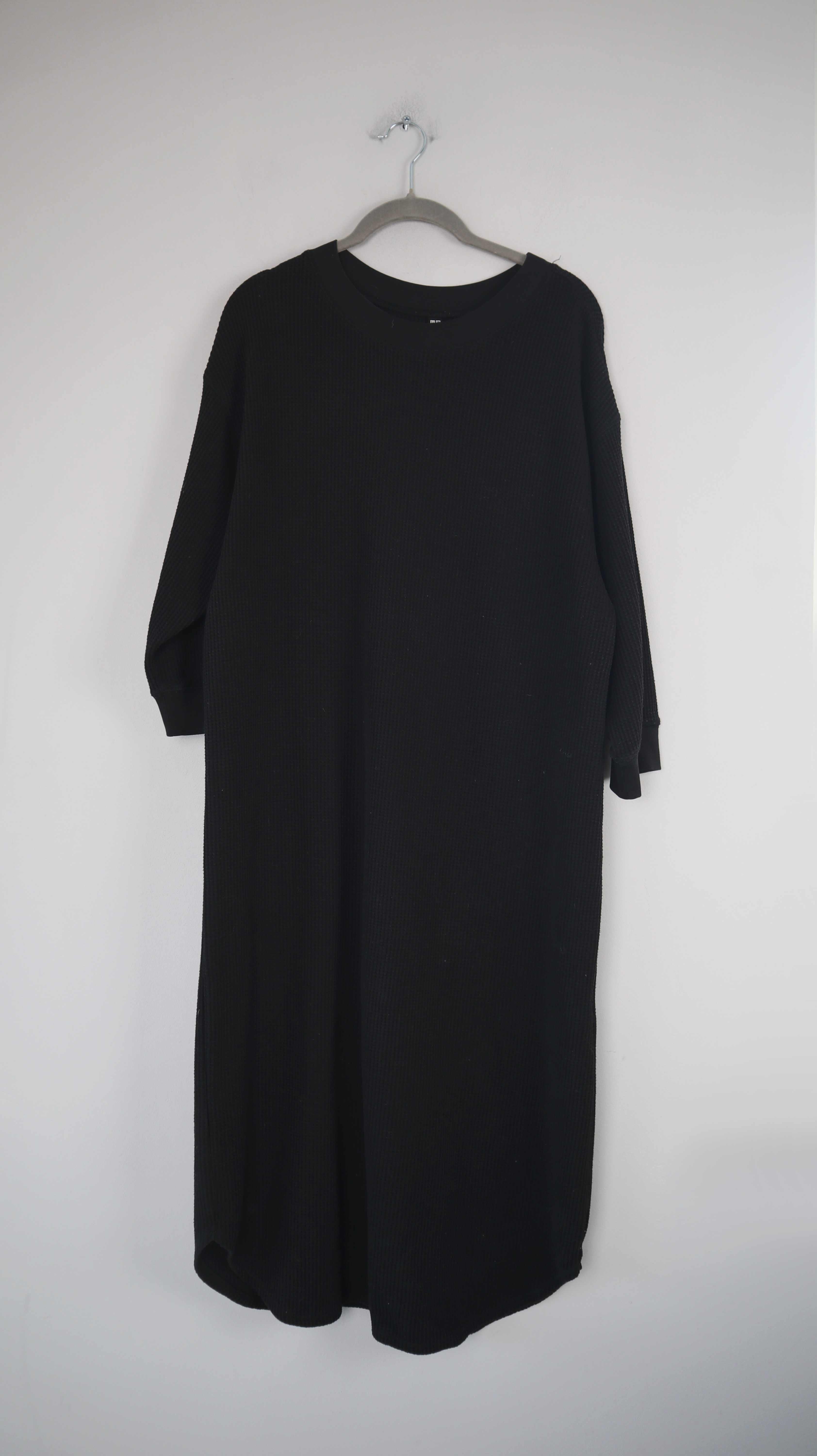 Uniqlo Kleid schwarz Maxikleid 40 L basic einfarbig Baumwollkleid