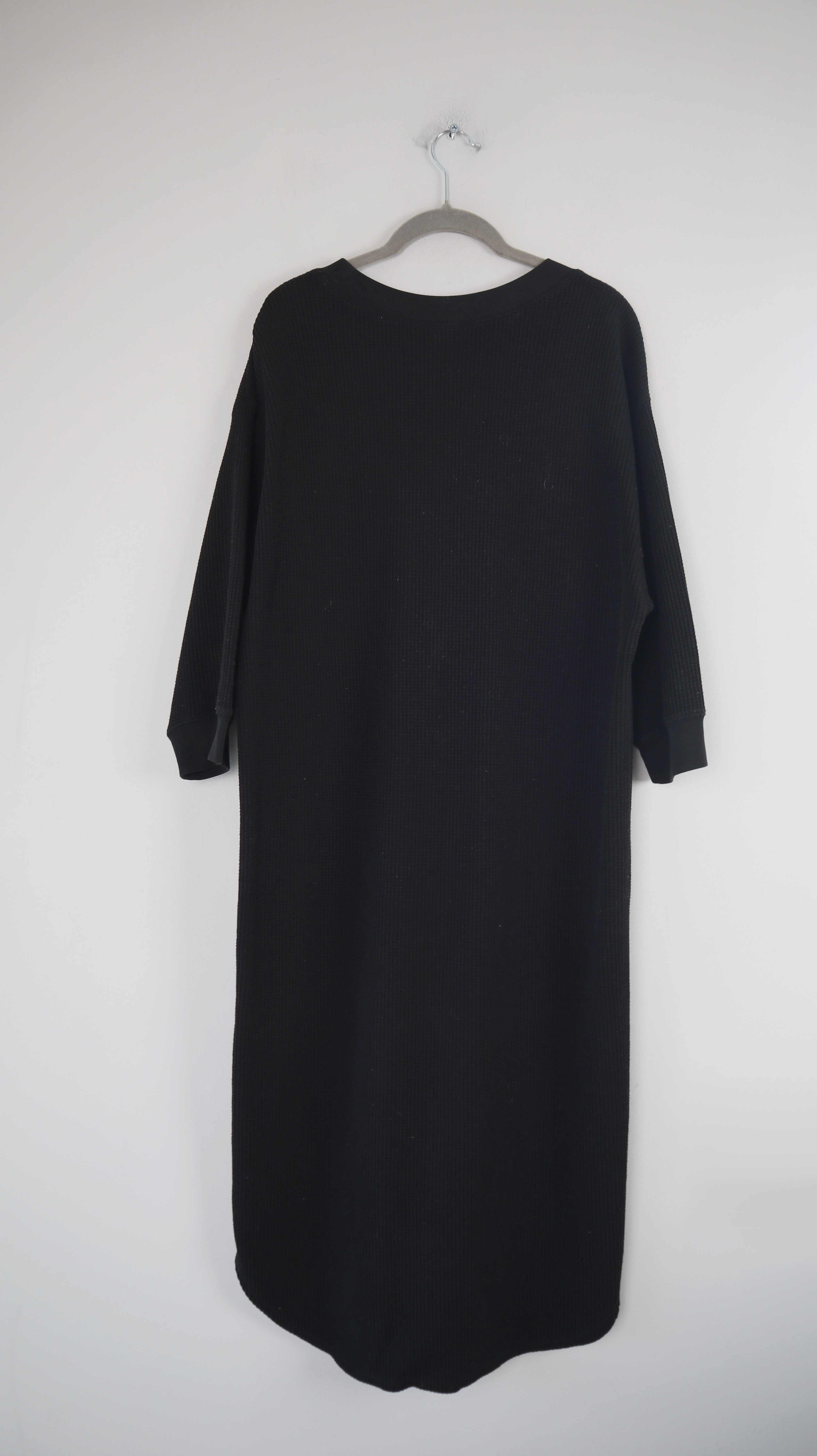 Uniqlo Kleid schwarz Maxikleid 40 L basic einfarbig Baumwollkleid