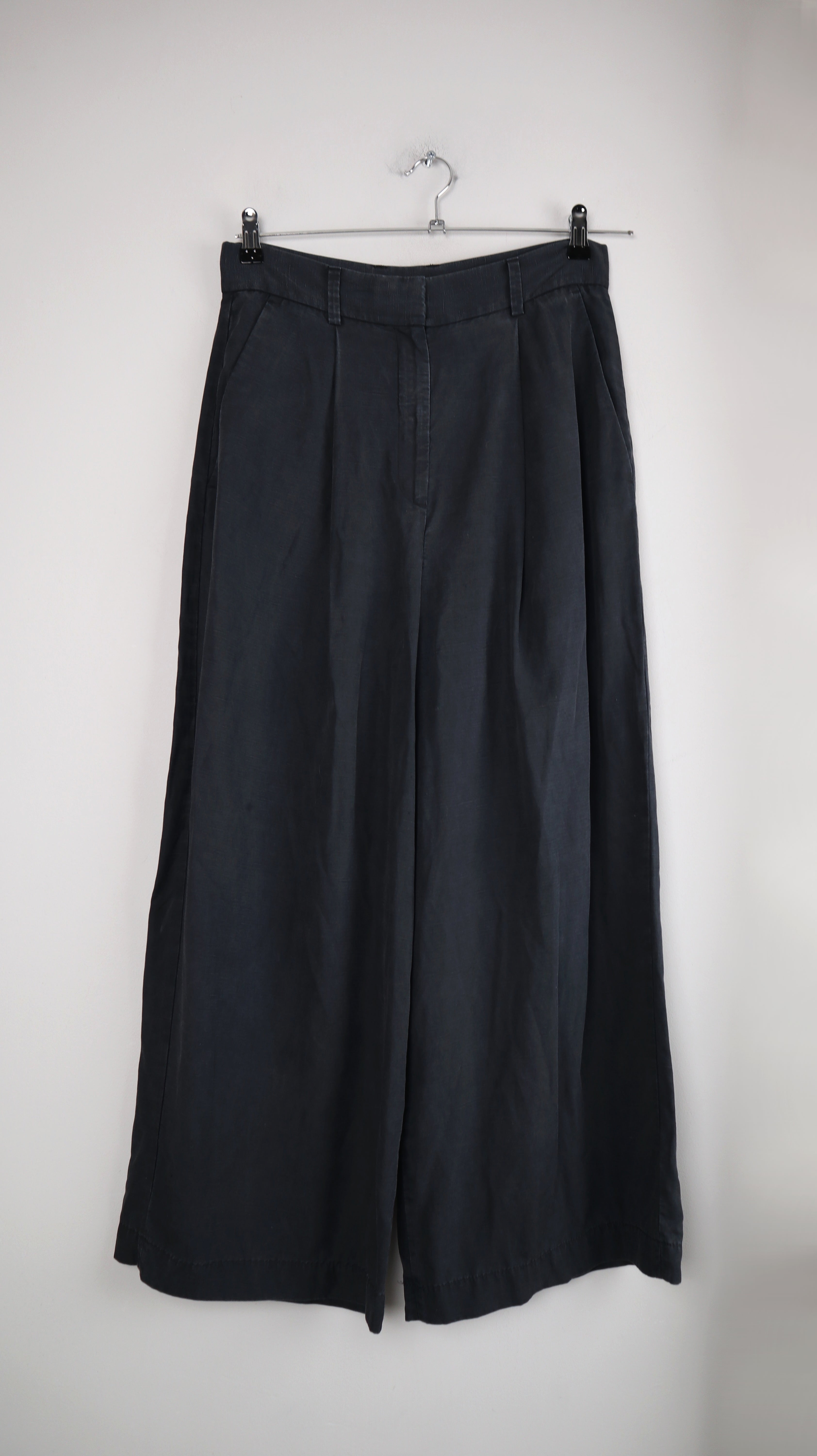 COS Hose 38 M Grau Schlag Stoffhose Leinen Leinenhose