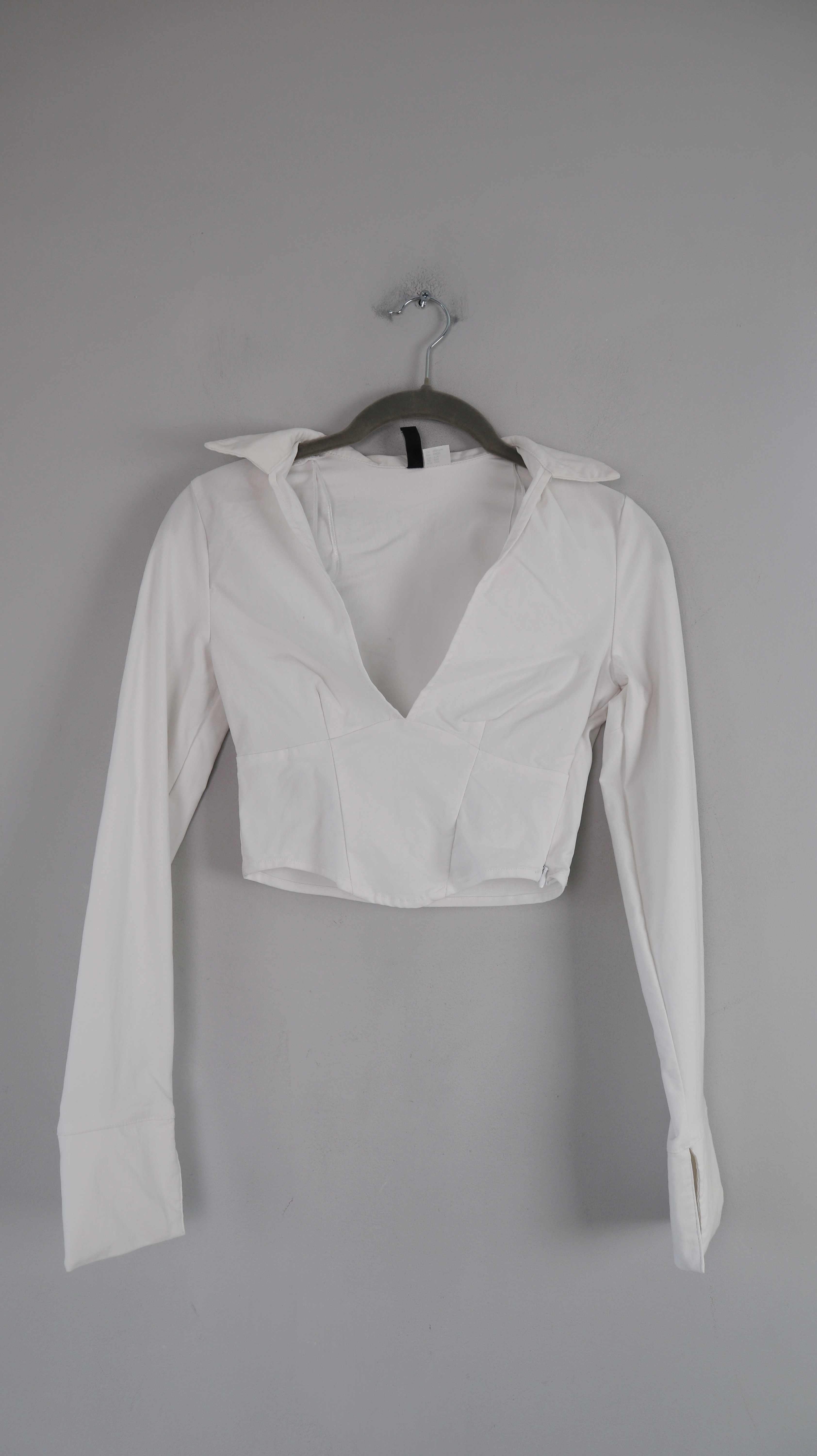 H&M Shirt Bluse weiß XXS Hemd Oberteil Cropped Bauchfrei