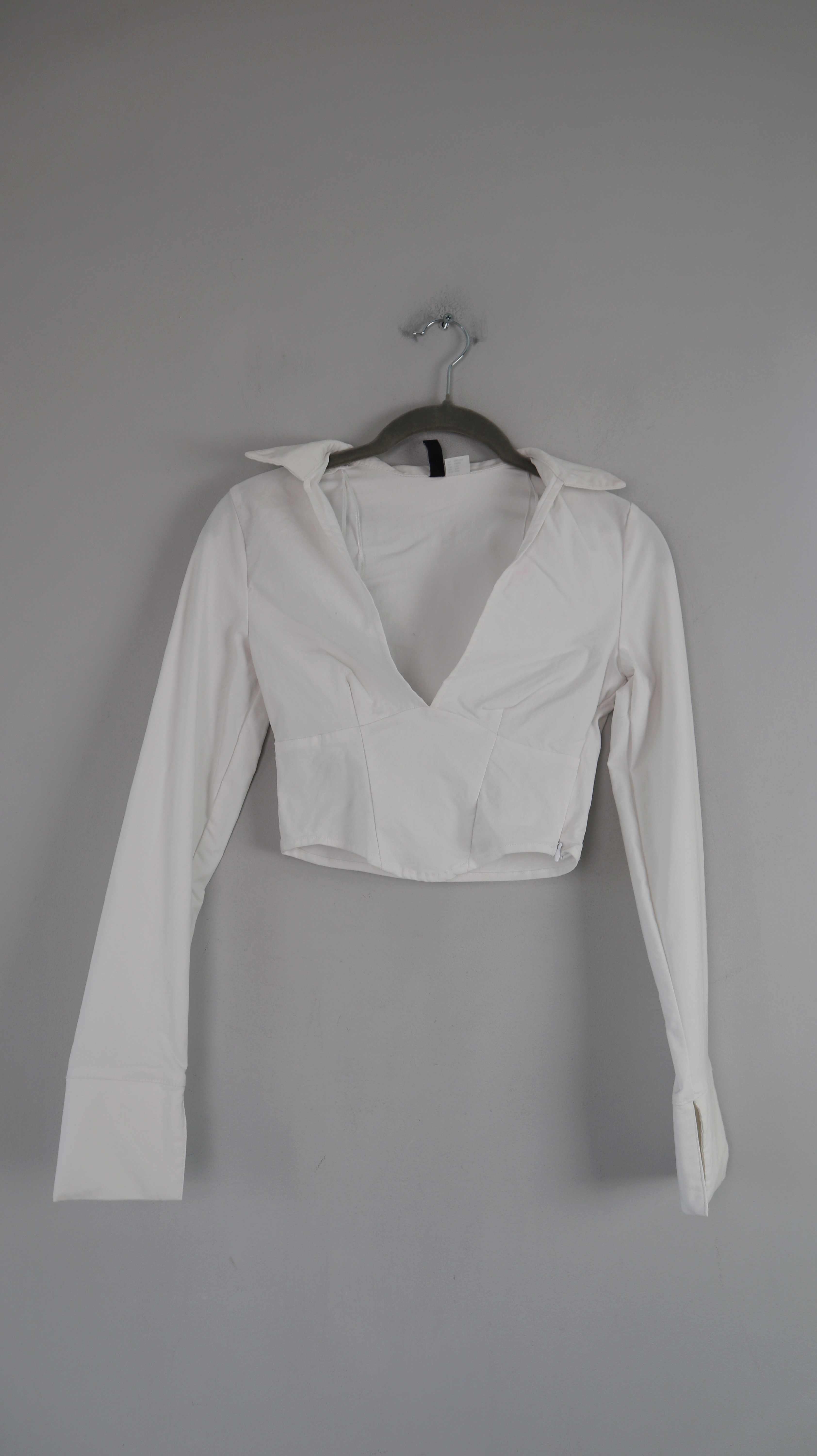 H&M Shirt Bluse weiß XXS Hemd Oberteil Cropped Bauchfrei