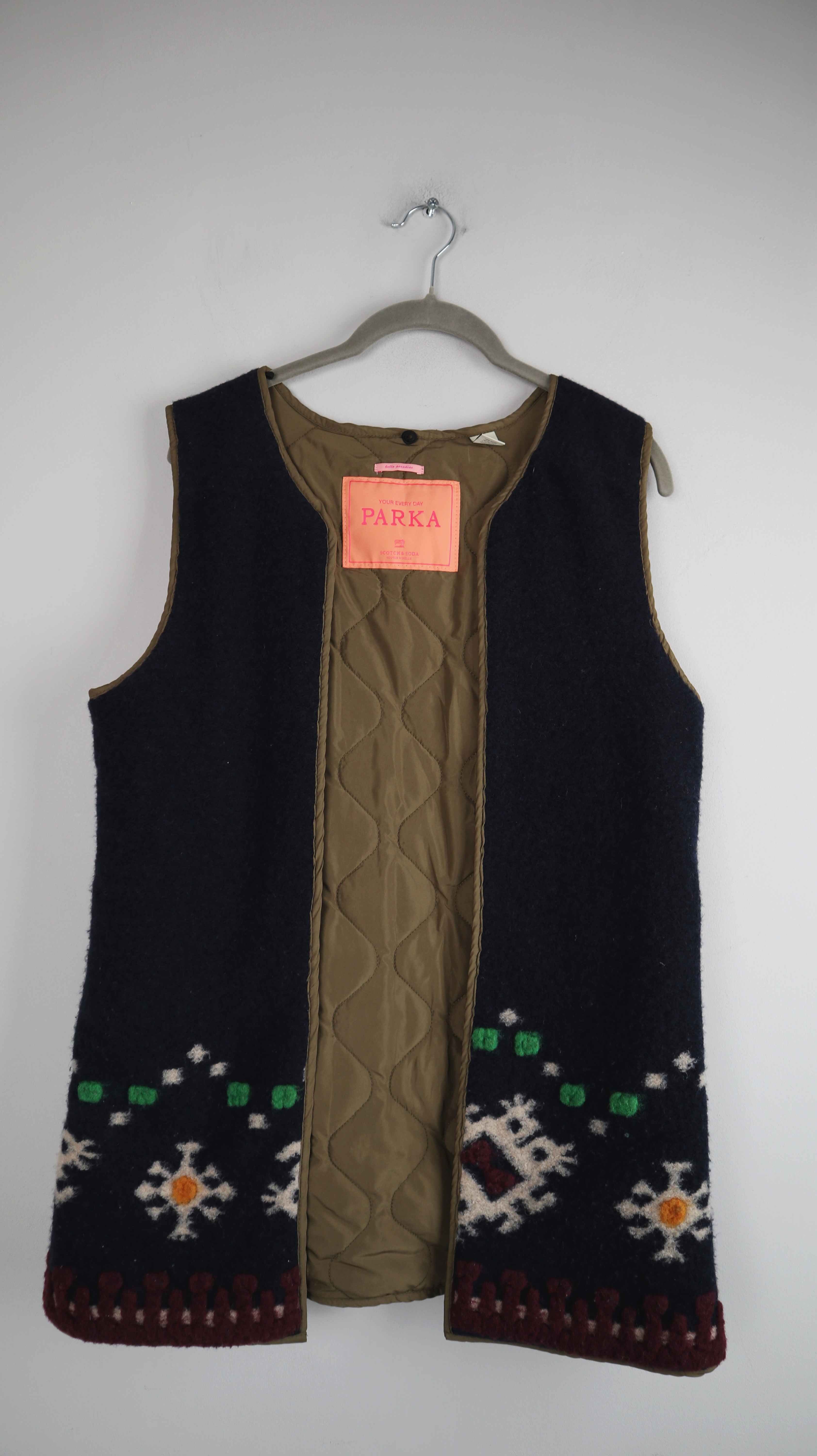 Maison Scotch Weste Blau Parka dunkelblau Wolle 38 M Filzweste