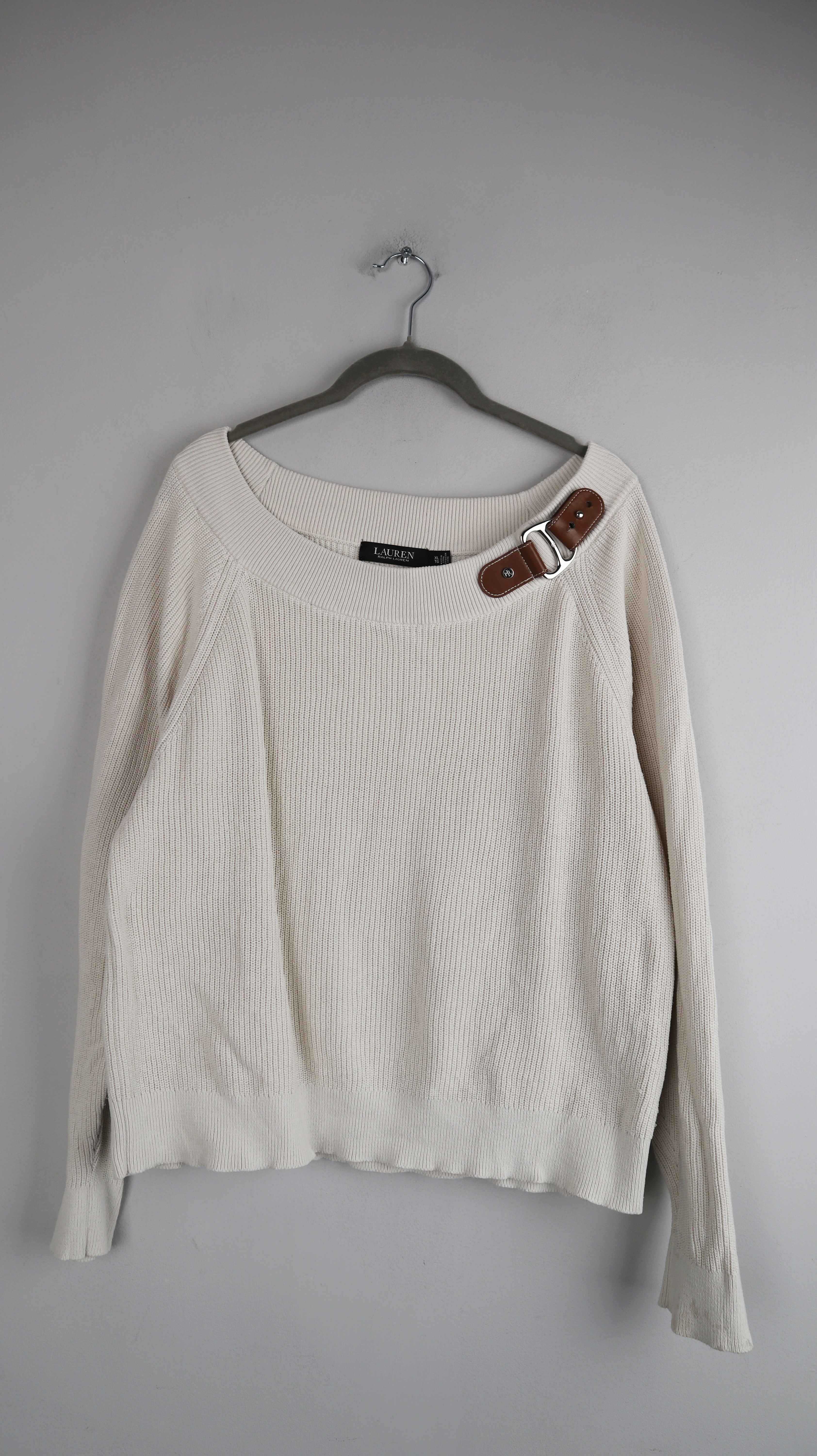 Ralph Lauren Polo Pullover 38 M weiß Creme Sweater Rundhalsausschnitt
