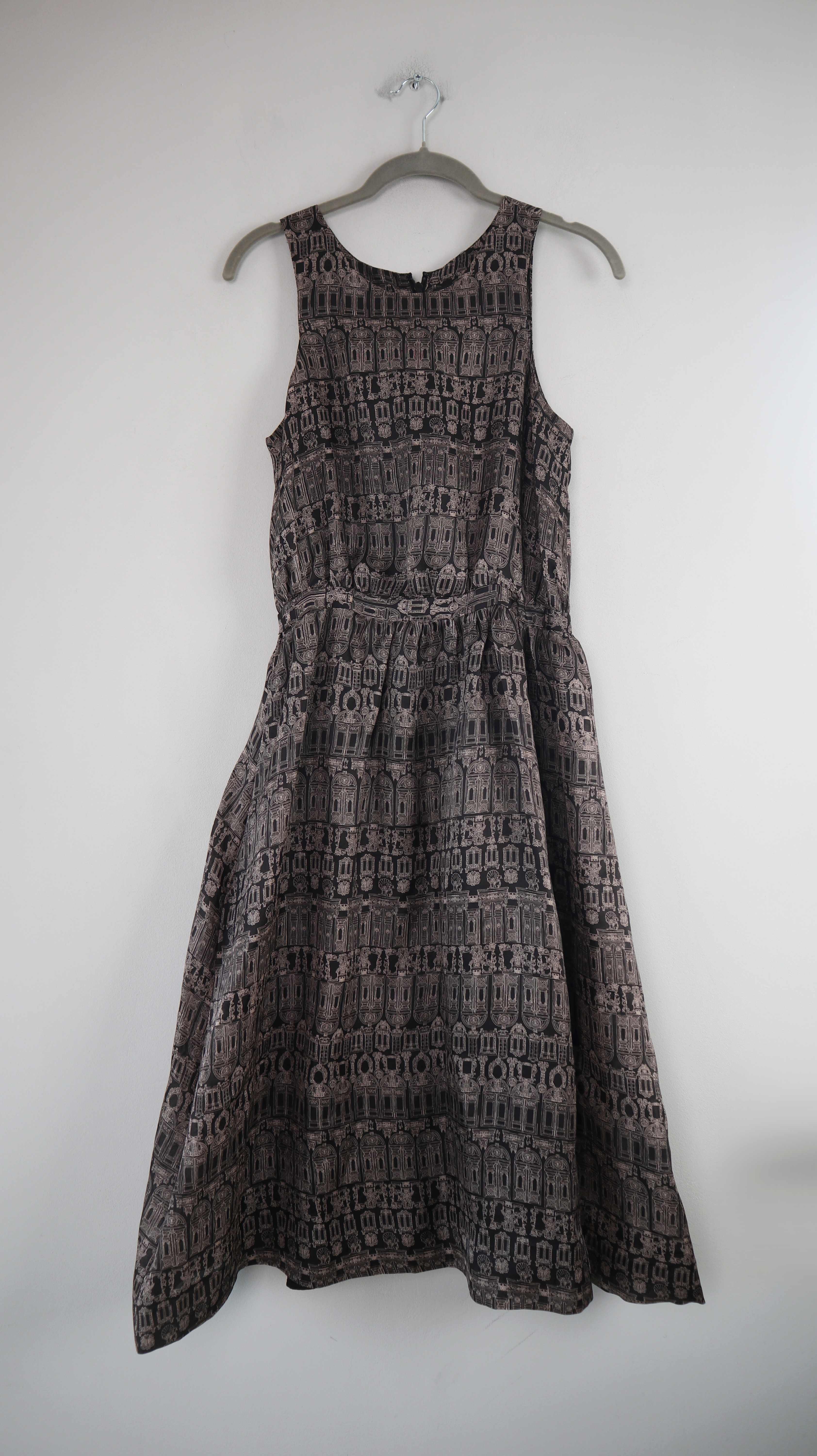 &other stories Kleid 34 XS braun schwarz Cocktailkleid Midi Seide Seidenkleid