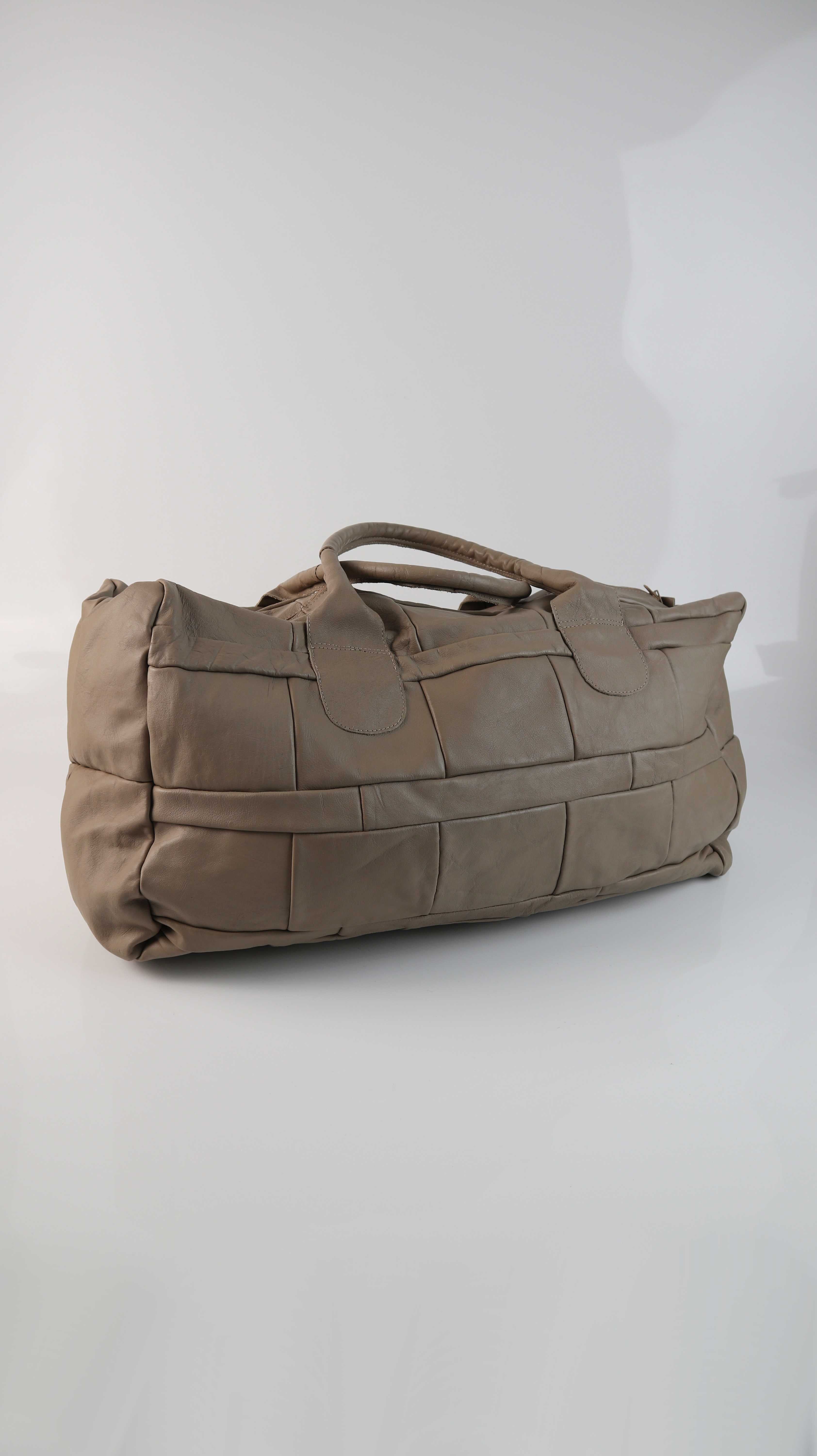 True Vintage Tasche Reisetasche Weekender Leder Ledertasche Beige Braun