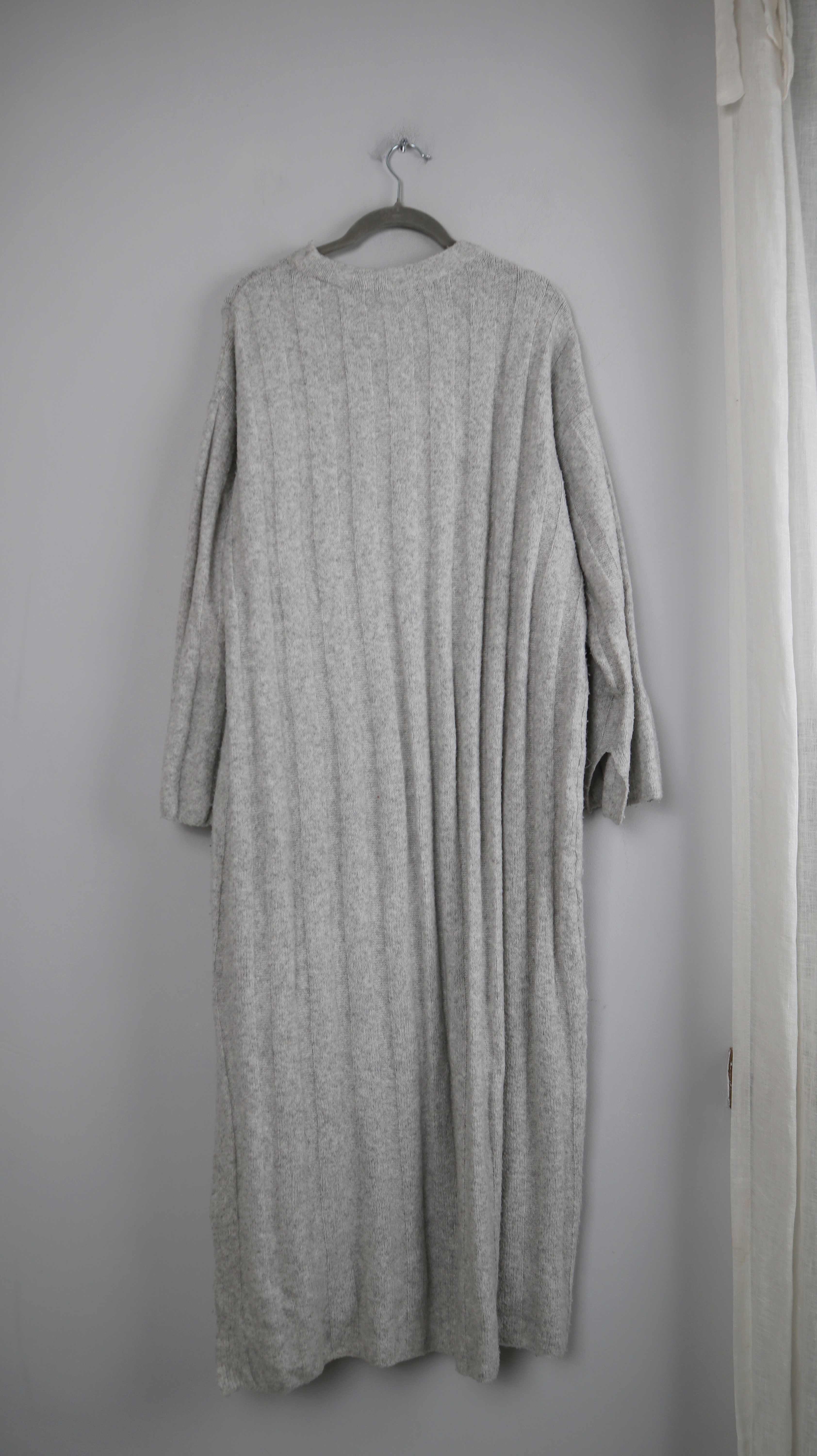 Pullover Grau lang Maxi 40 L Pulloverkleid basic einfarbig