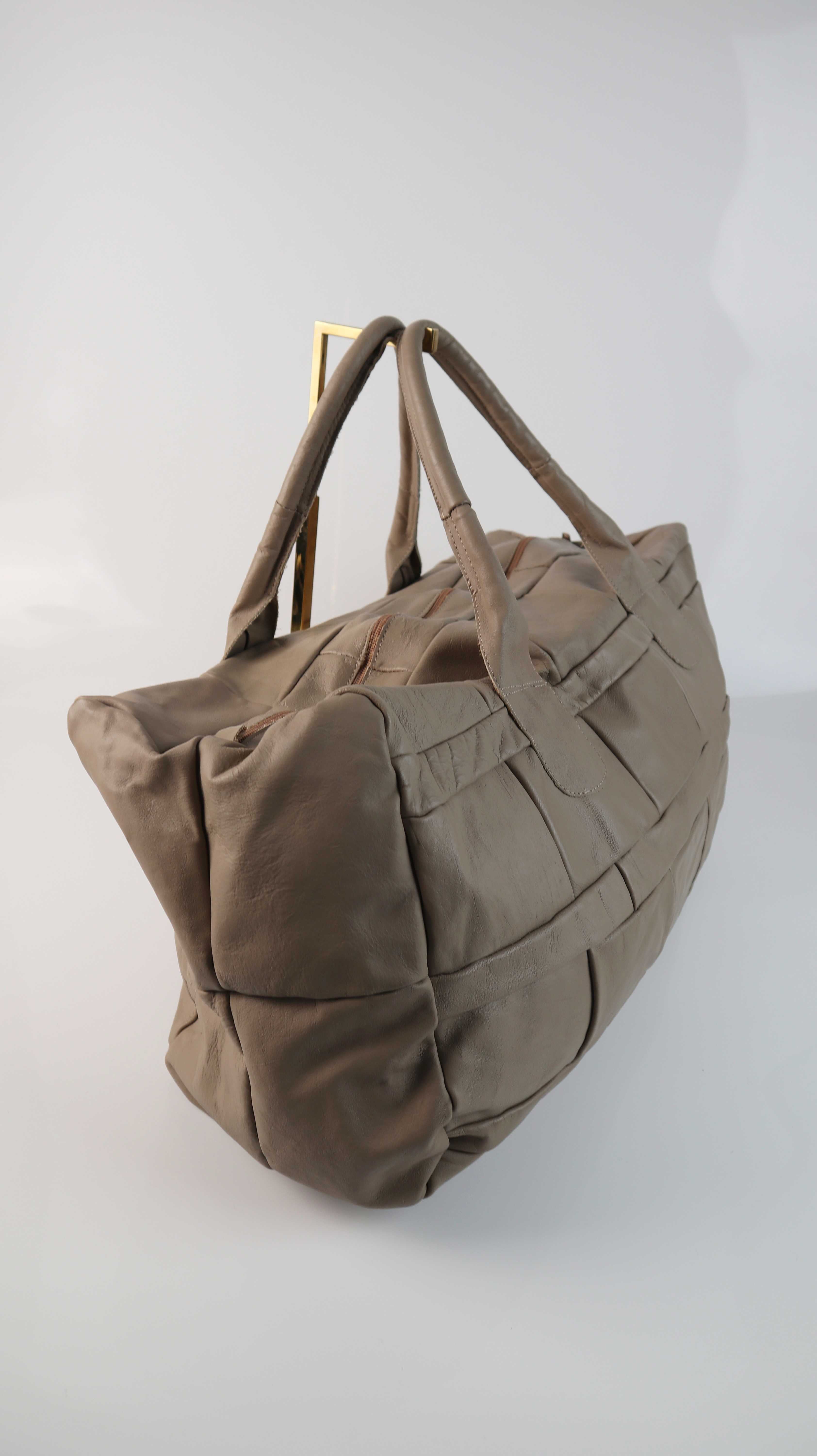 True Vintage Tasche Reisetasche Weekender Leder Ledertasche Beige Braun