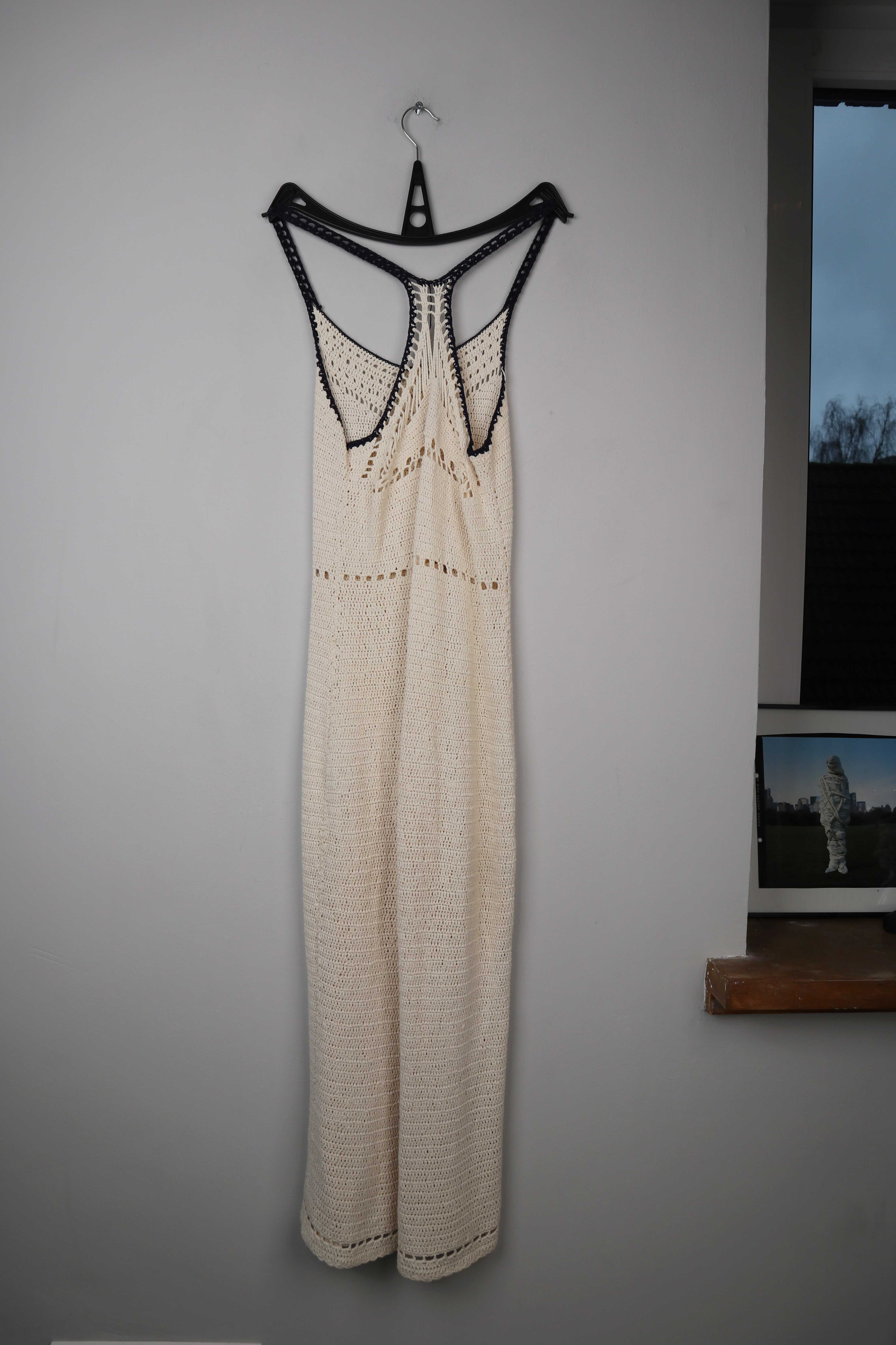 Häkelkleid Creme Maxi Maixkleid Beige 36 S Hippie Bohemian gehäkelt Ibiza