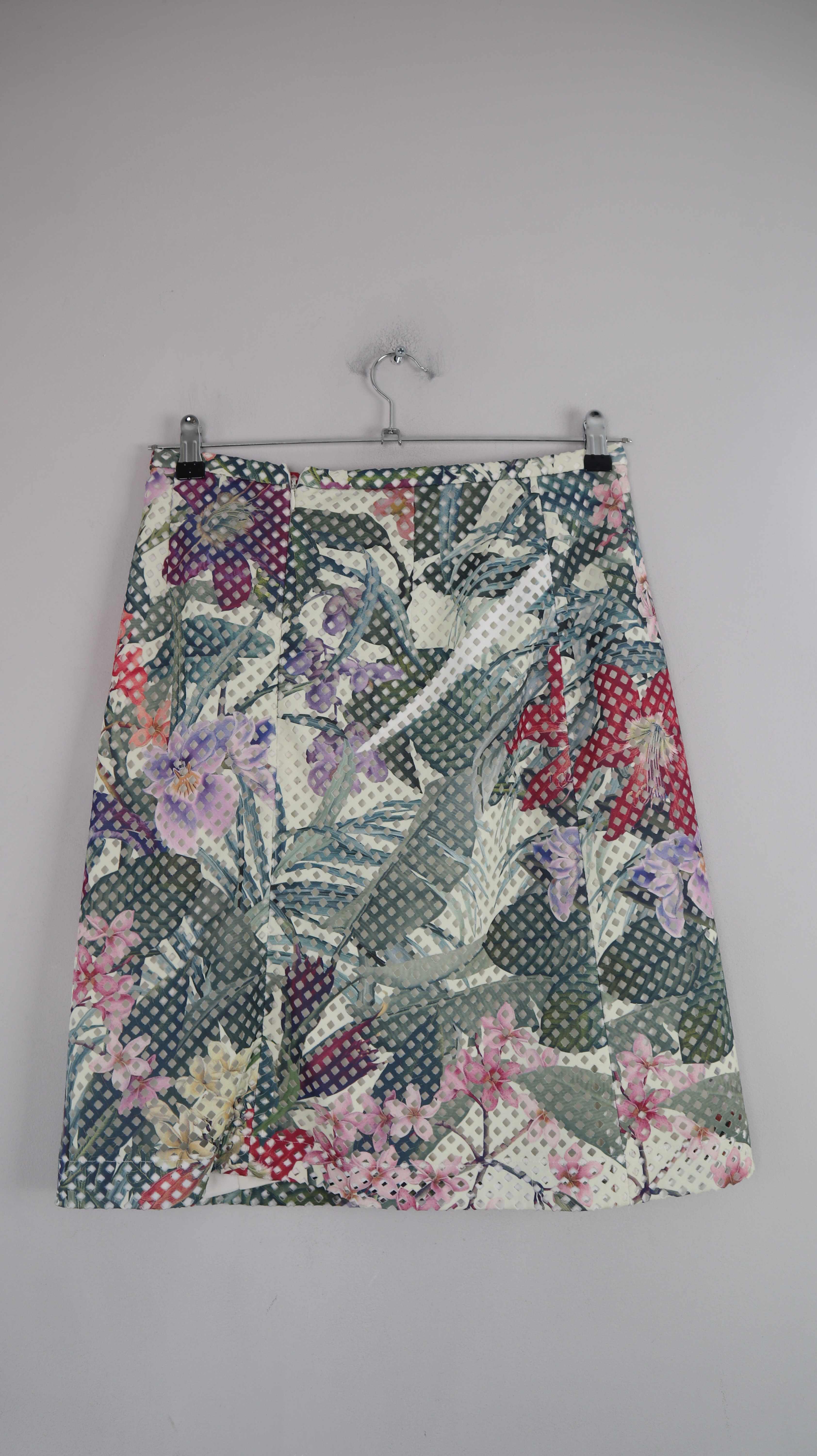 ellen eisemann Rock bunt 38 M Midi Stoffrock gelocht Blumen floral