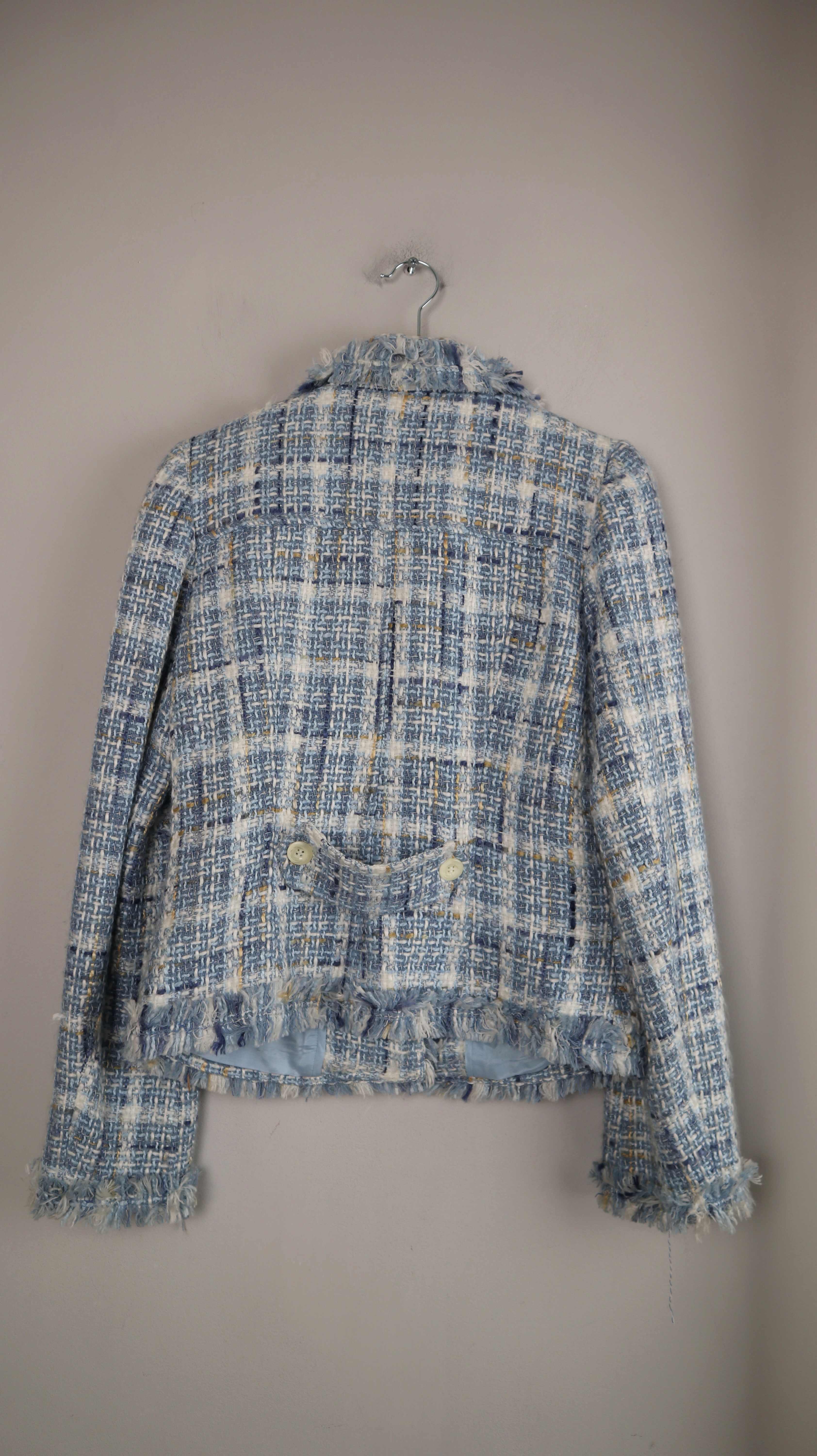 Esprit Blazer Blau Tweed 40 L Jacke 38 M Wolle Tweedblazer kariert