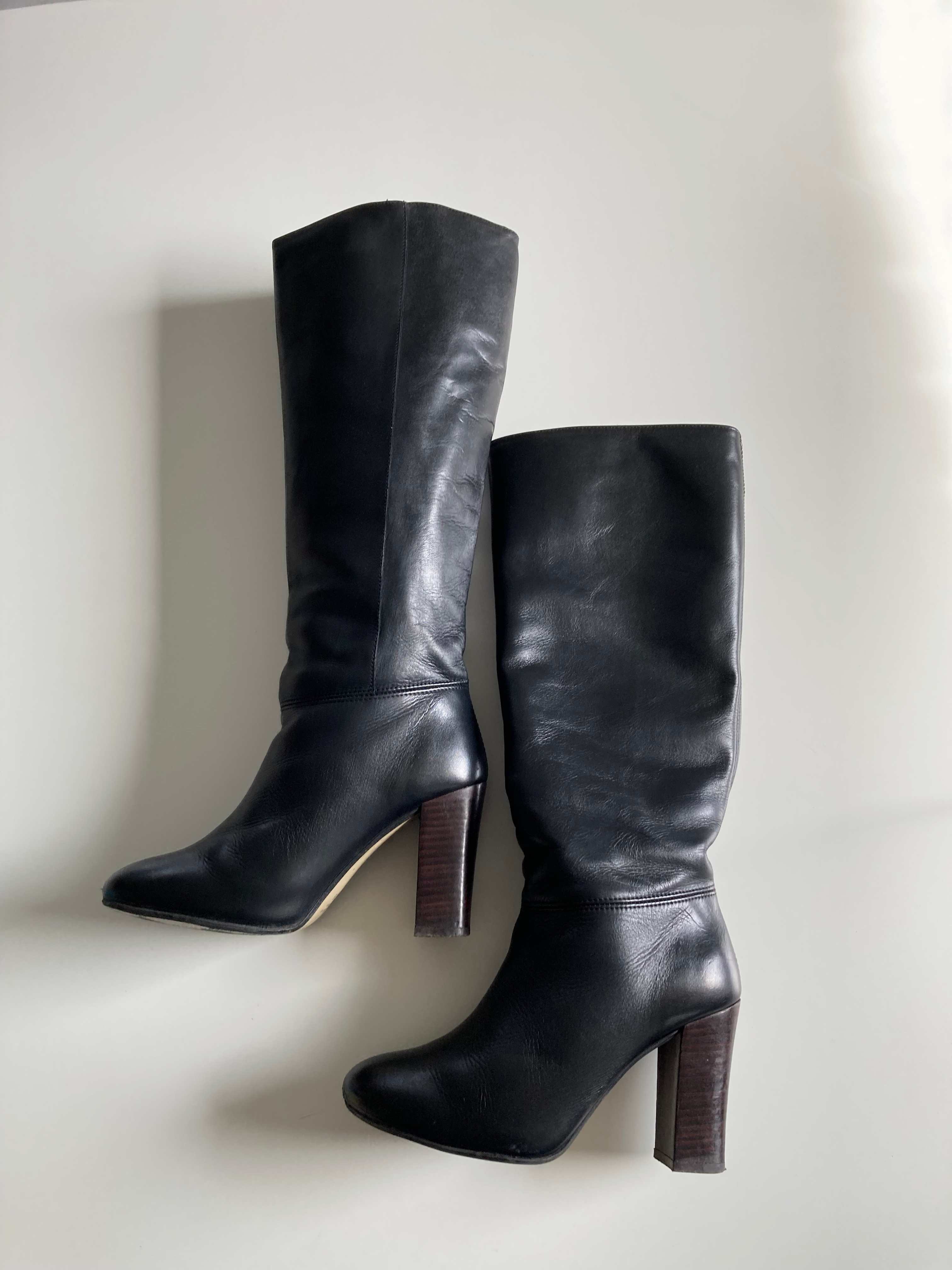 Topshop Stiefel schwarz 38 Lederstiefel lang Herbststiefel Absatzschuhe