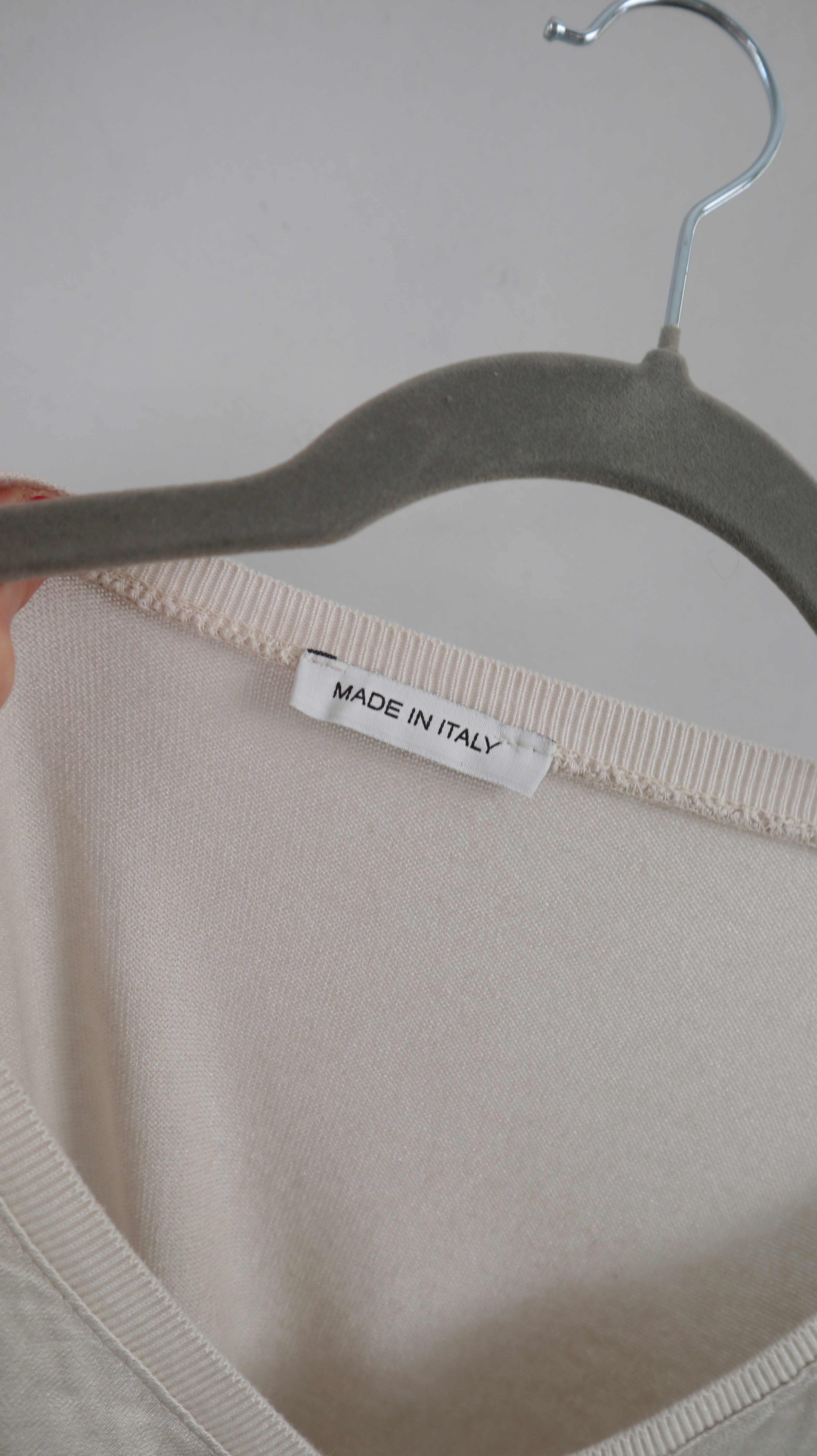 Made in Italy Shirt Creme Beige 40 L V-Ausschnitt Oberteil