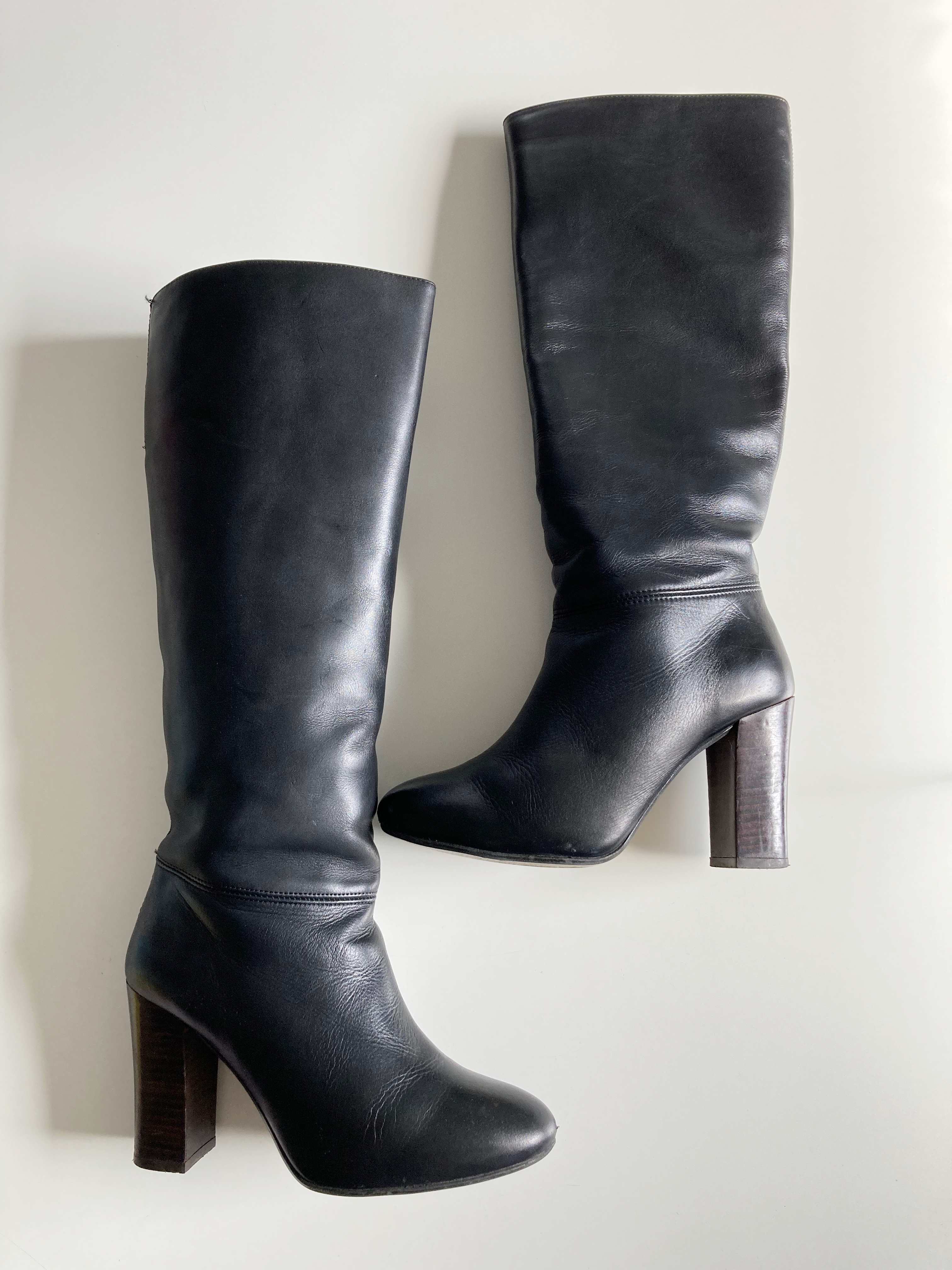 Topshop Stiefel schwarz 38 Lederstiefel lang Herbststiefel Absatzschuhe