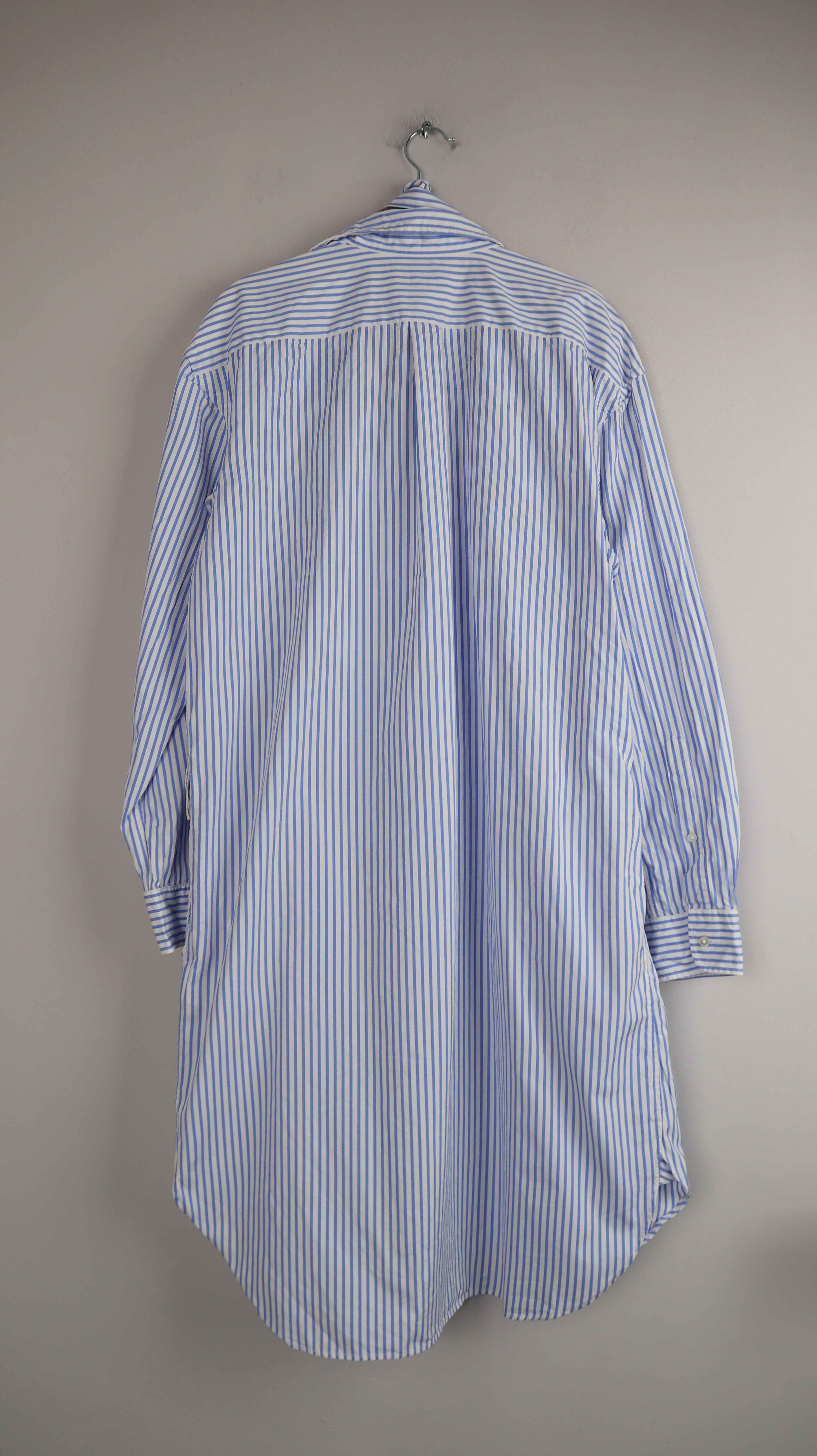 Ralph Lauren Hemdkleid lang blau weiß 42 XL gestreift Hemd Shirt Midi Midikleid
