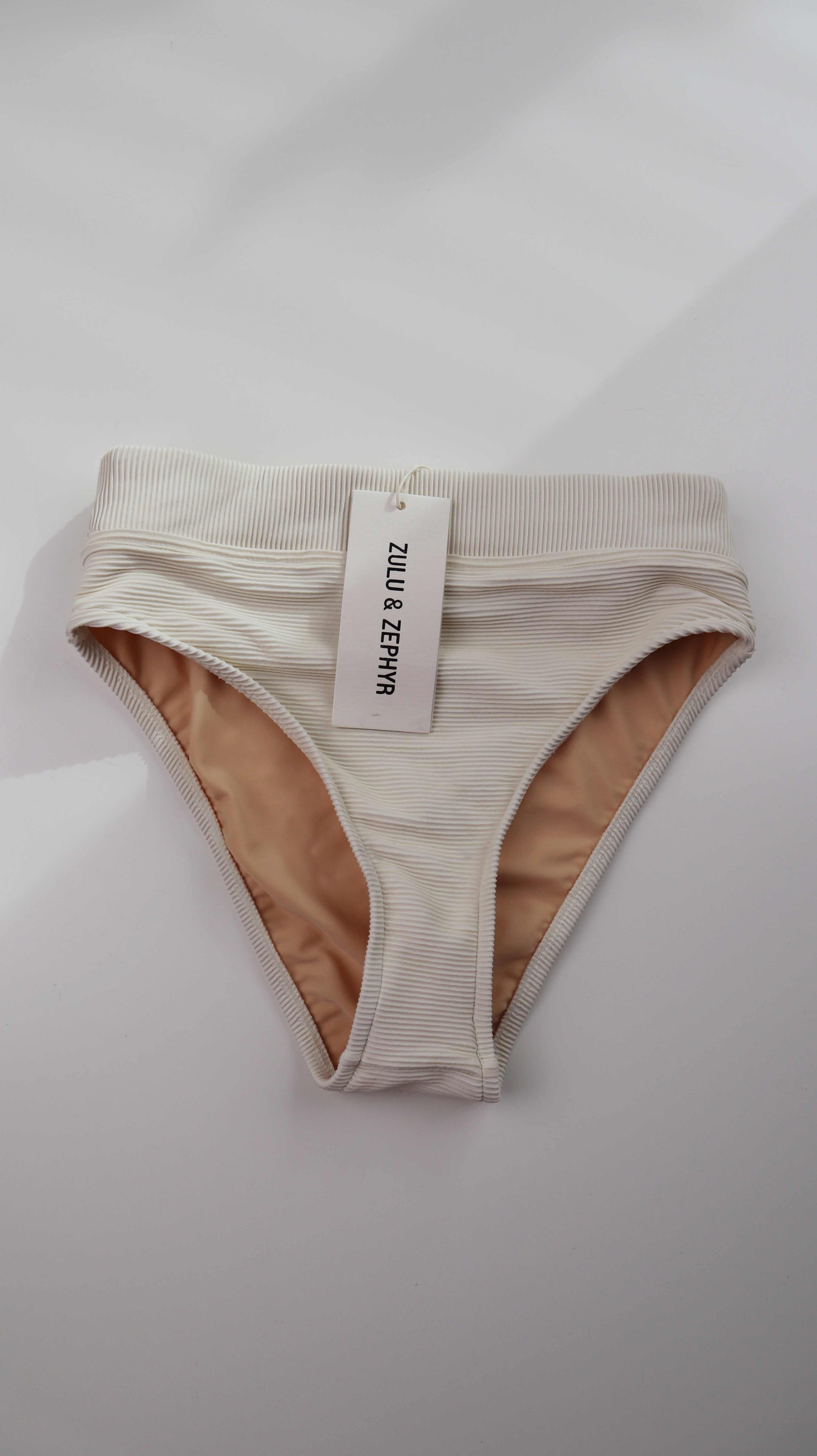 Zulu & Zephyr Badehose neu Bikinihose 34 XS Creme Beige high waist