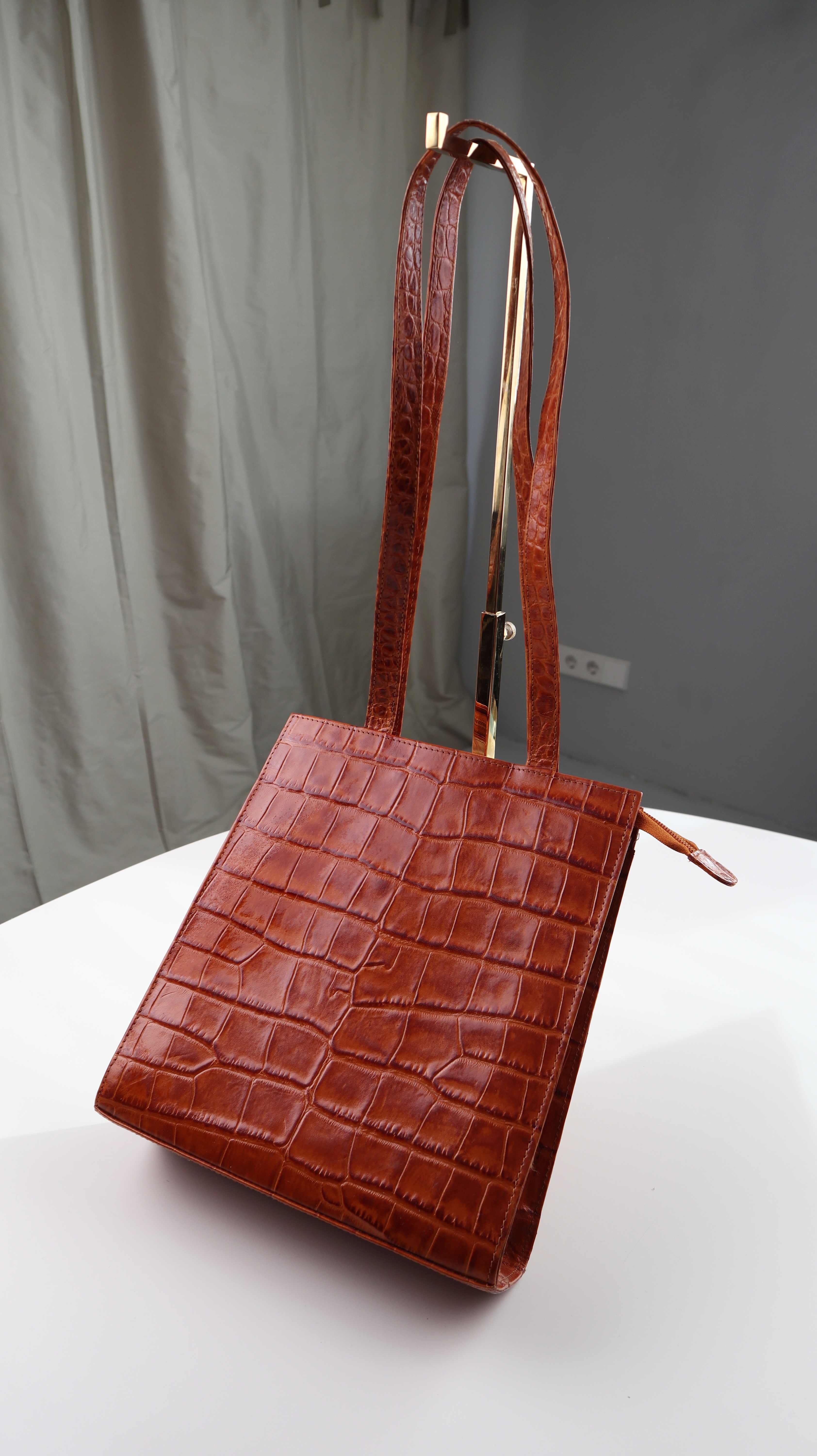 Tasche Braun Schultertasche Ledertasche eckig Handtasche