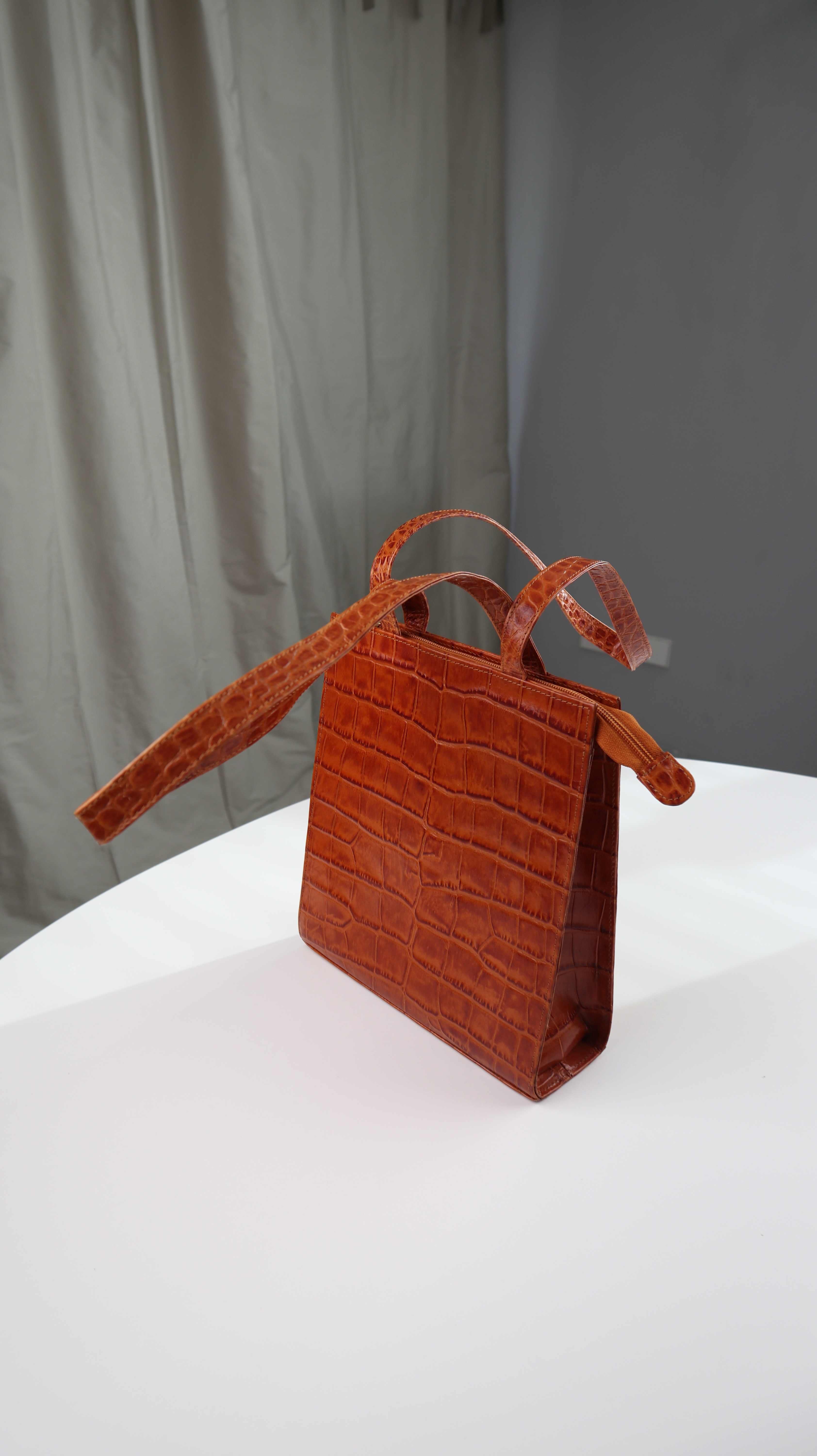 Tasche Braun Schultertasche Ledertasche eckig Handtasche