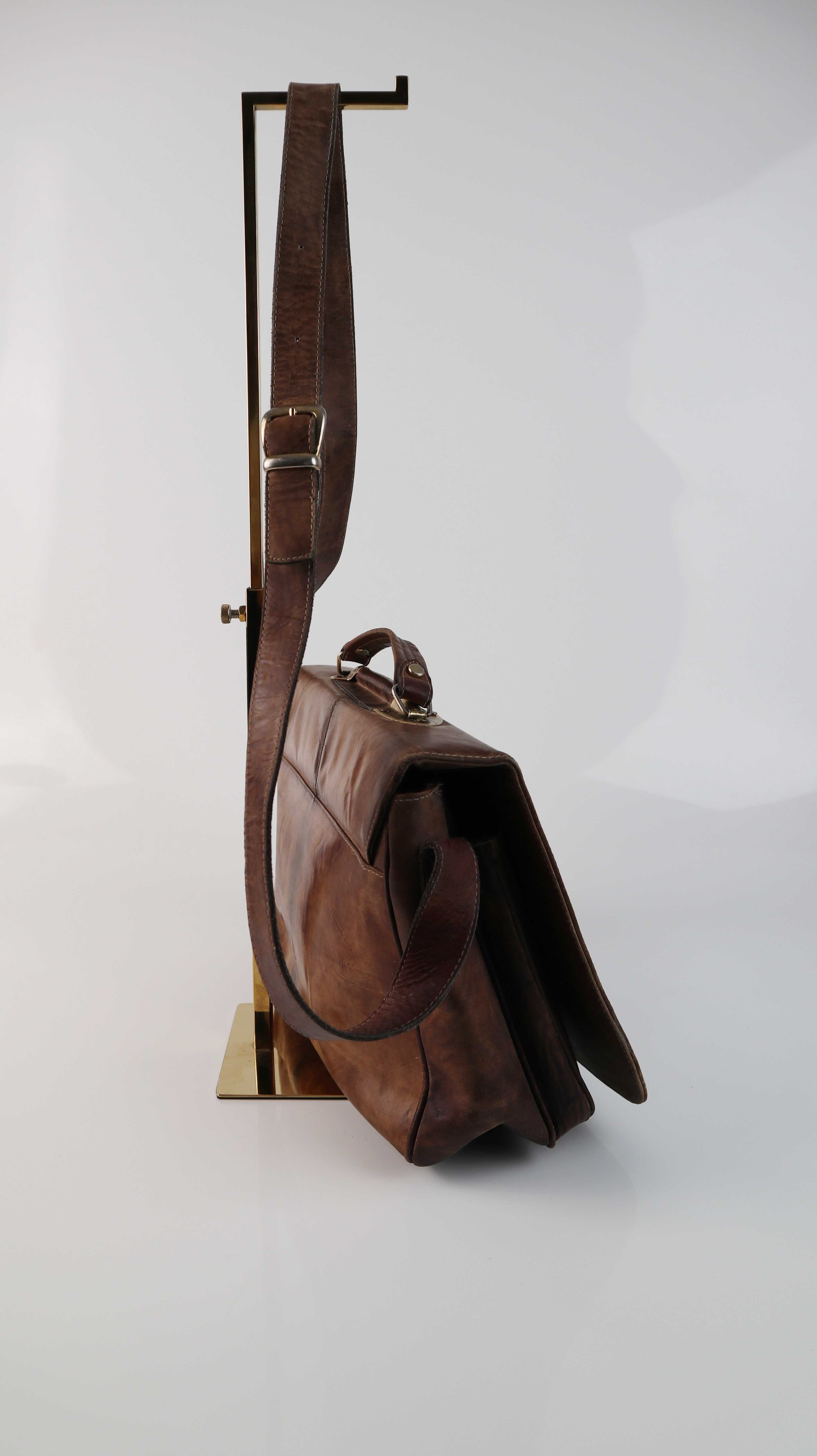 Aigner Tasche Ledertasche Umhängetasche braun gold Schultertasche Aktentasche