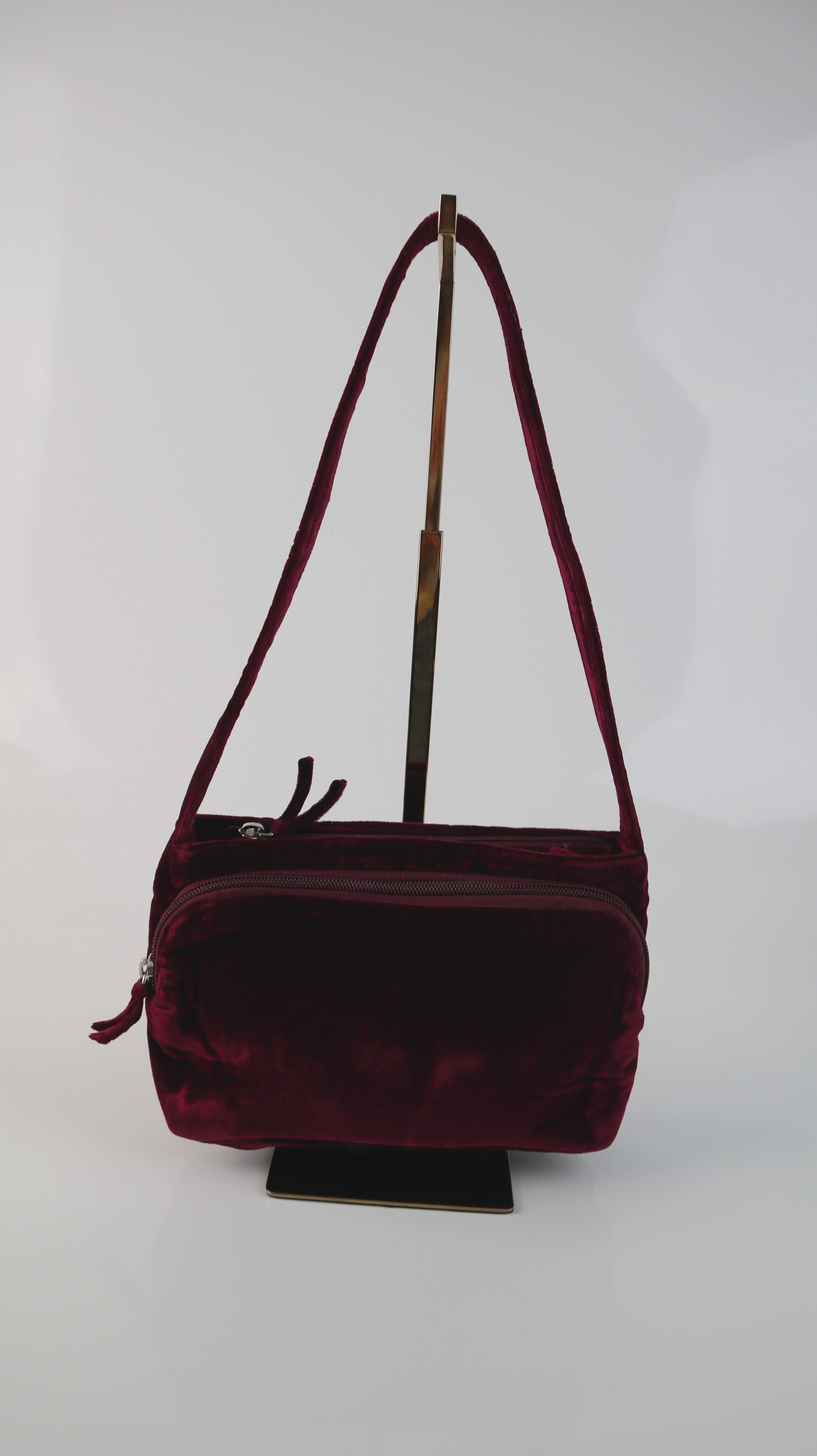 Liu Jo Tasche Handtasche rot Samt Weinrot Schultertasche