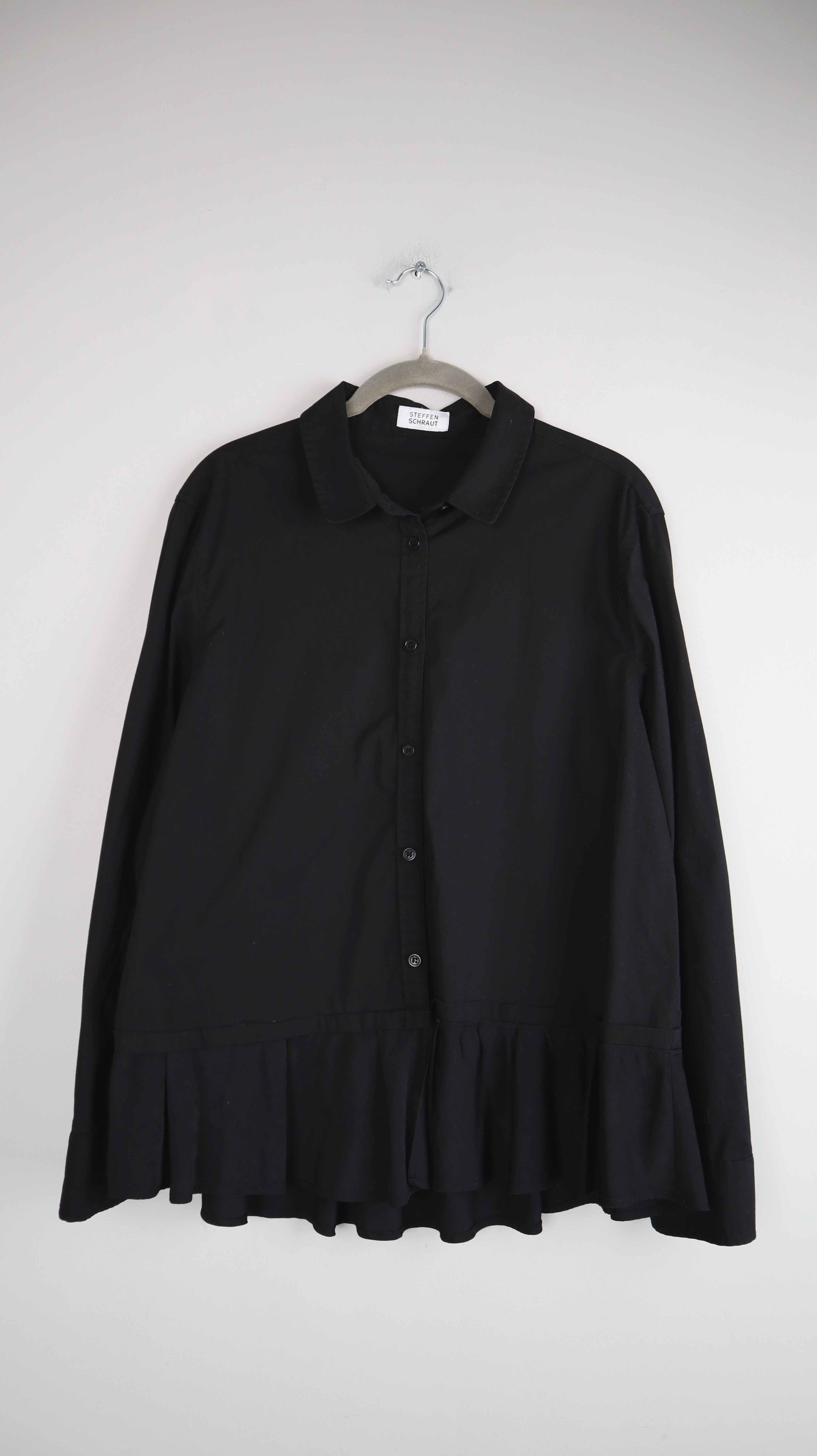 Steffen Schraut Bluse Hemd schwarz 44 XL geknöpft basic