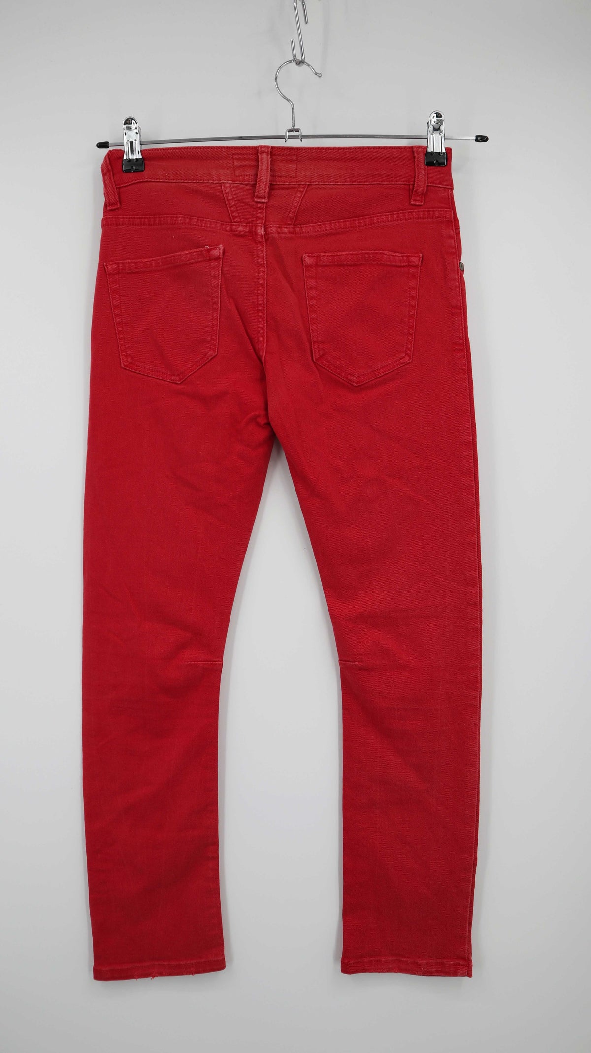 Closed Hose rot 27 36 S slim Röhrenhose basic mid waist