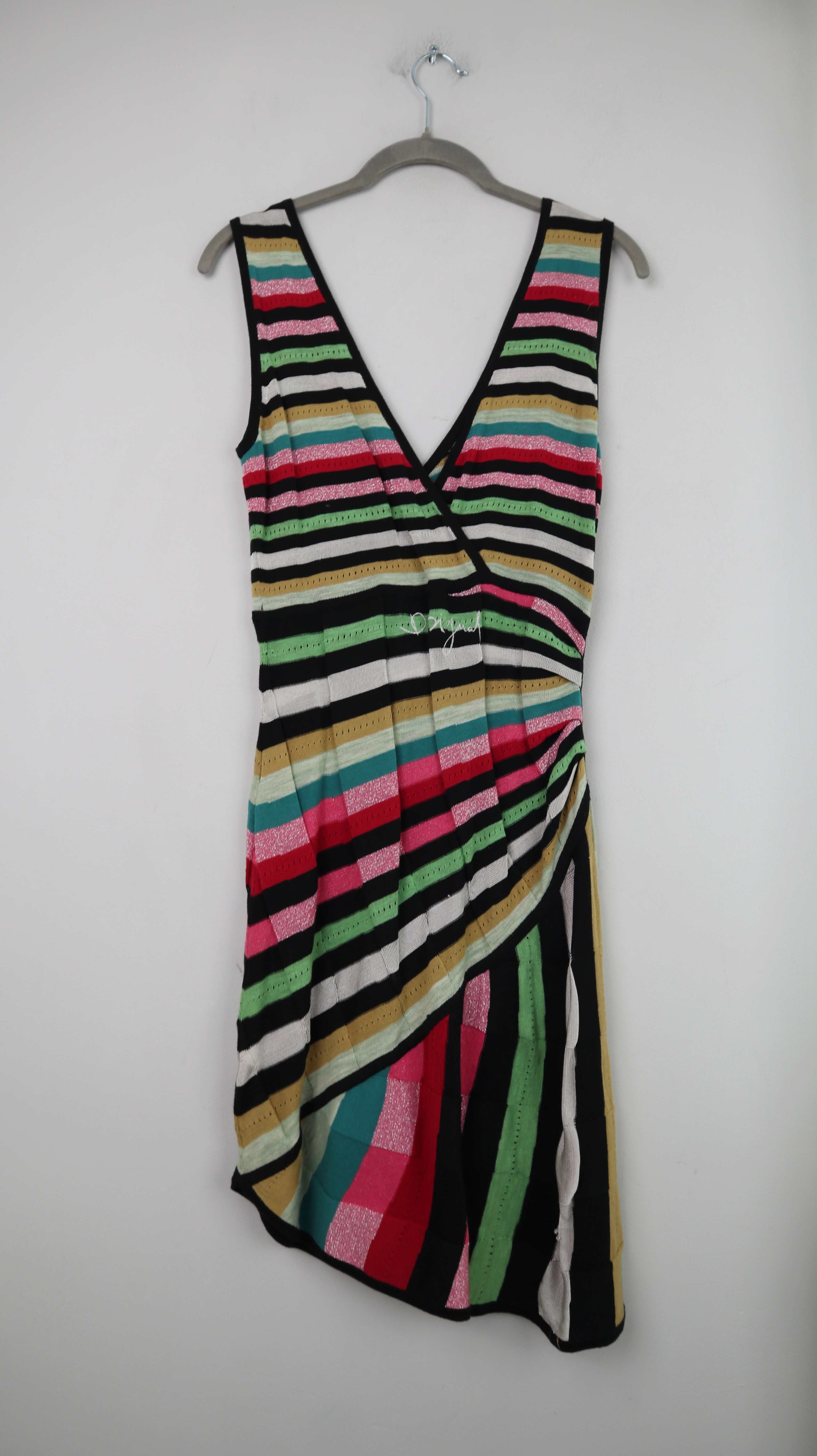 Desigual Kleid Midi Midikleid gestreift 38 M schwarz rot Sommerkleid