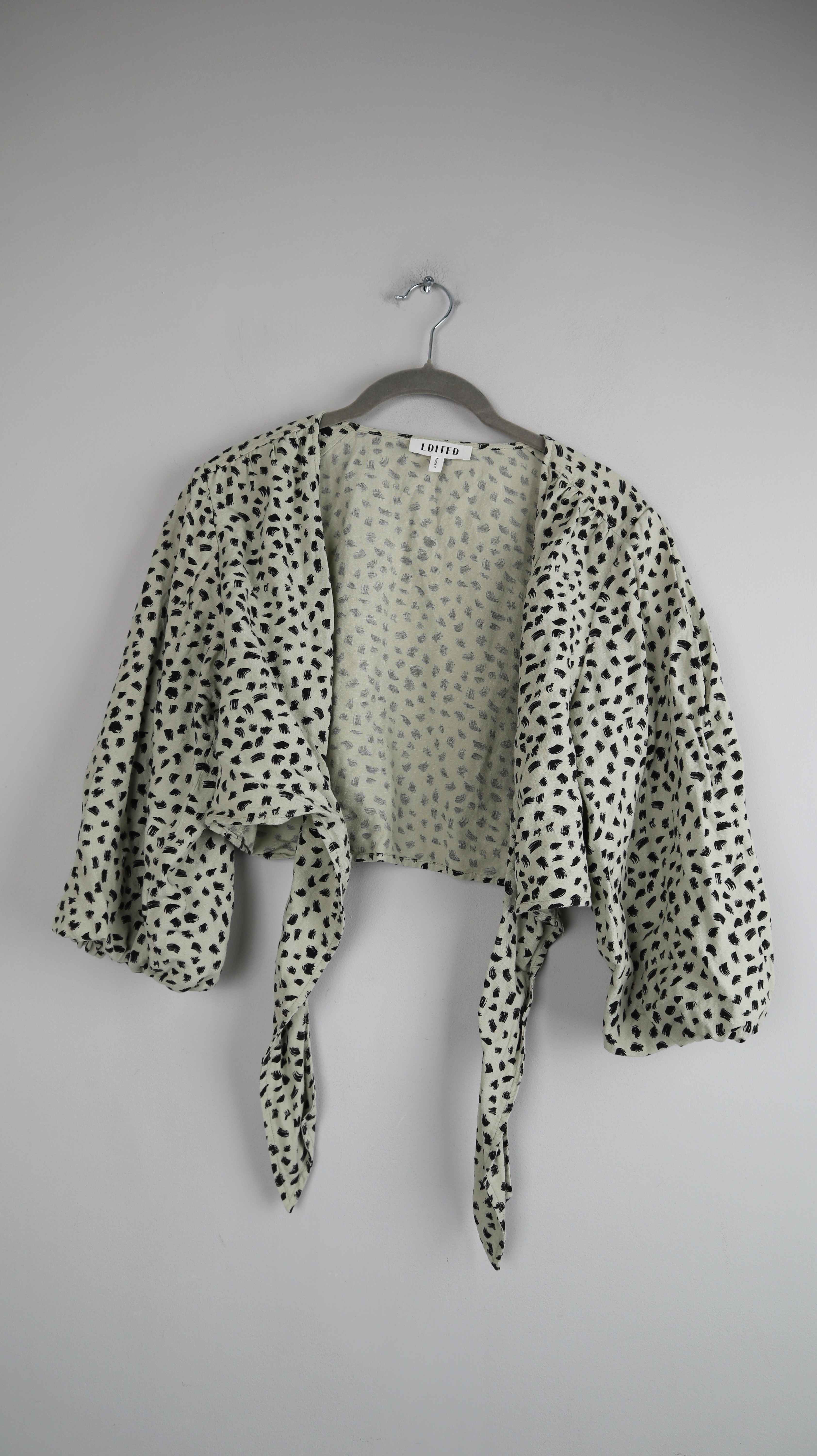 Edited Bluse weiß creme gepunktet 38 M Cropped Oberteil