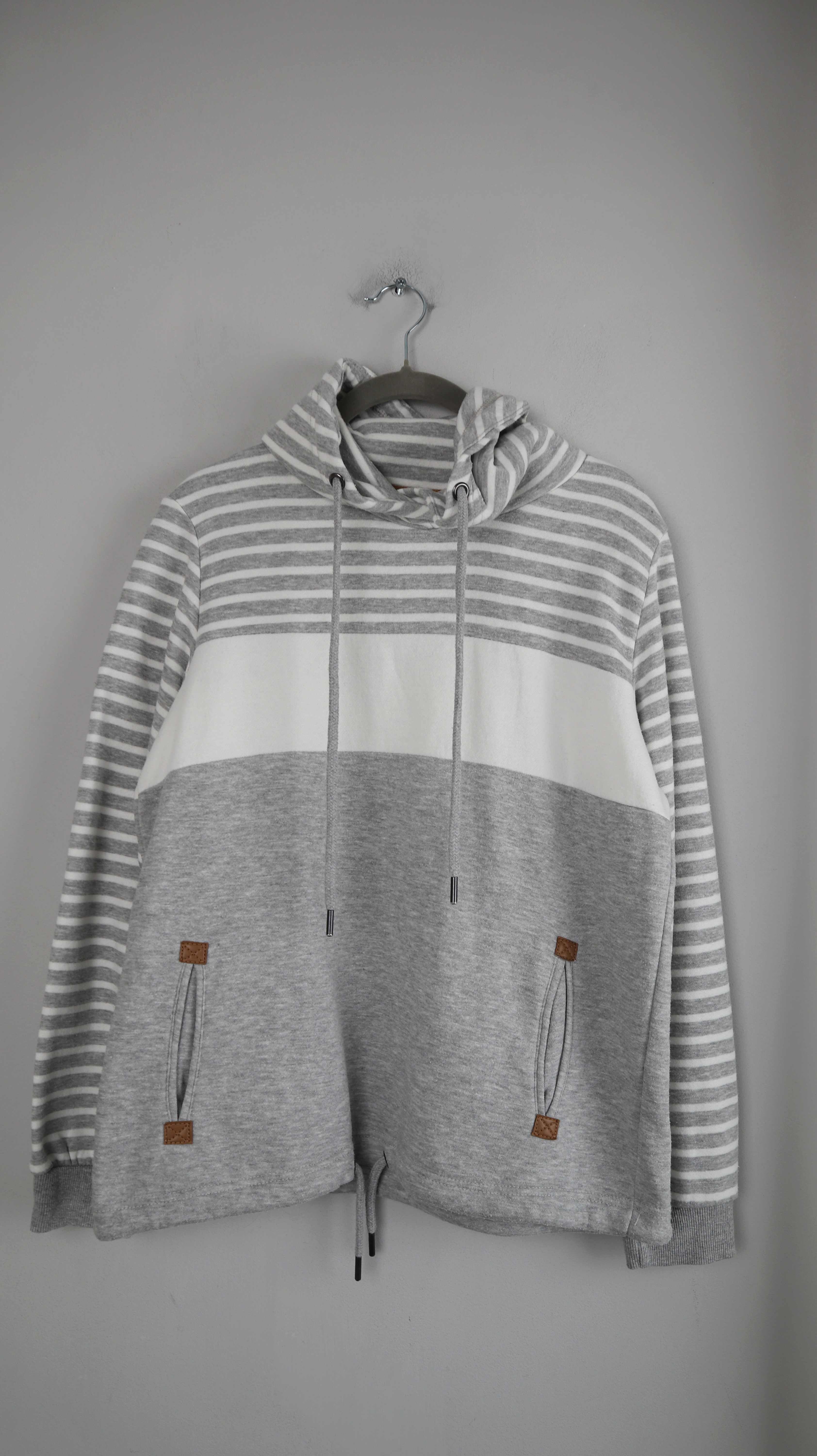 Gina Pullover Sweater grau 36 S basic gestreift Rollkragenpullover