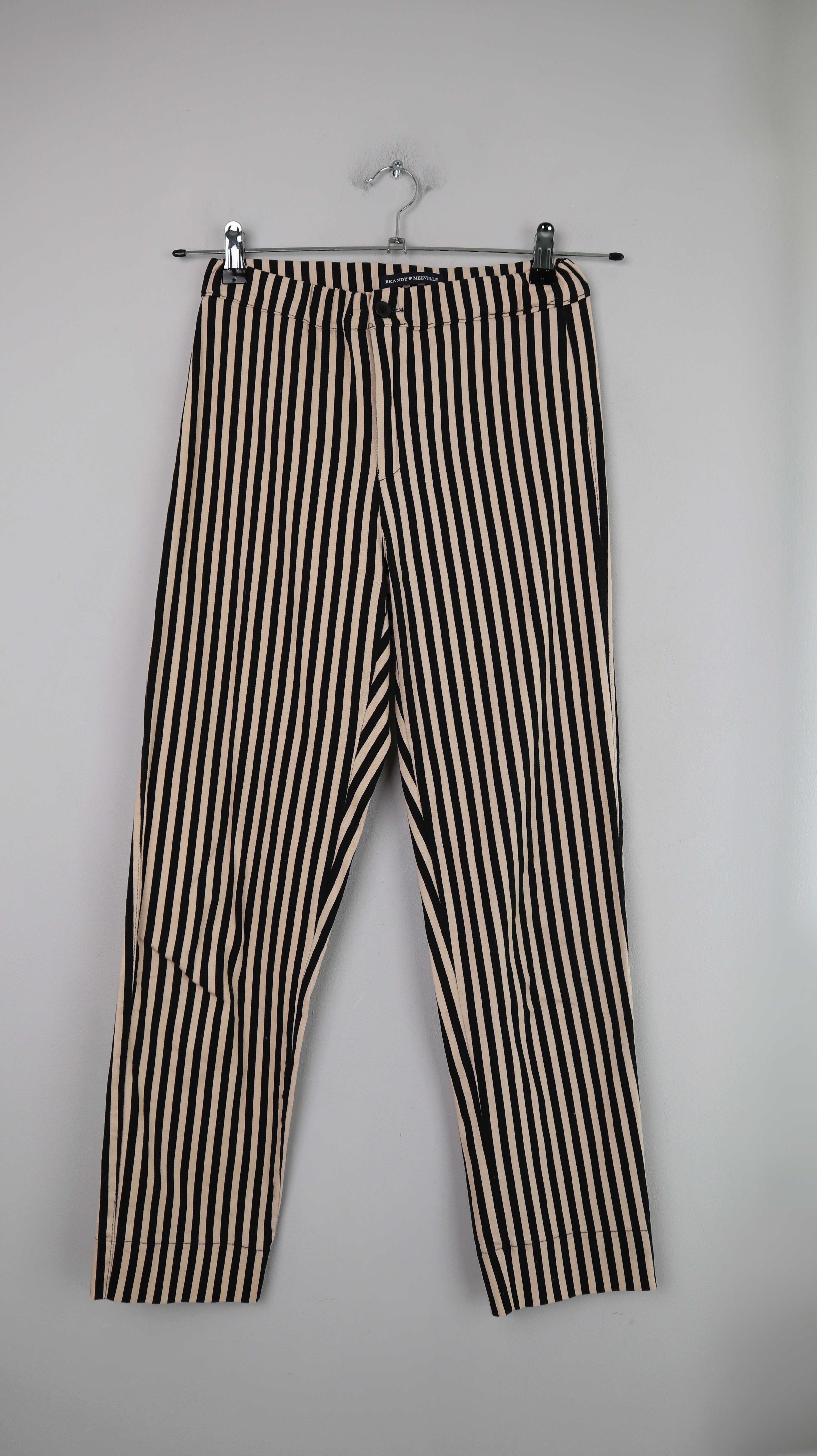 Brandy Melville Hose beige schwarz Gestreift Streifenhose 38 M