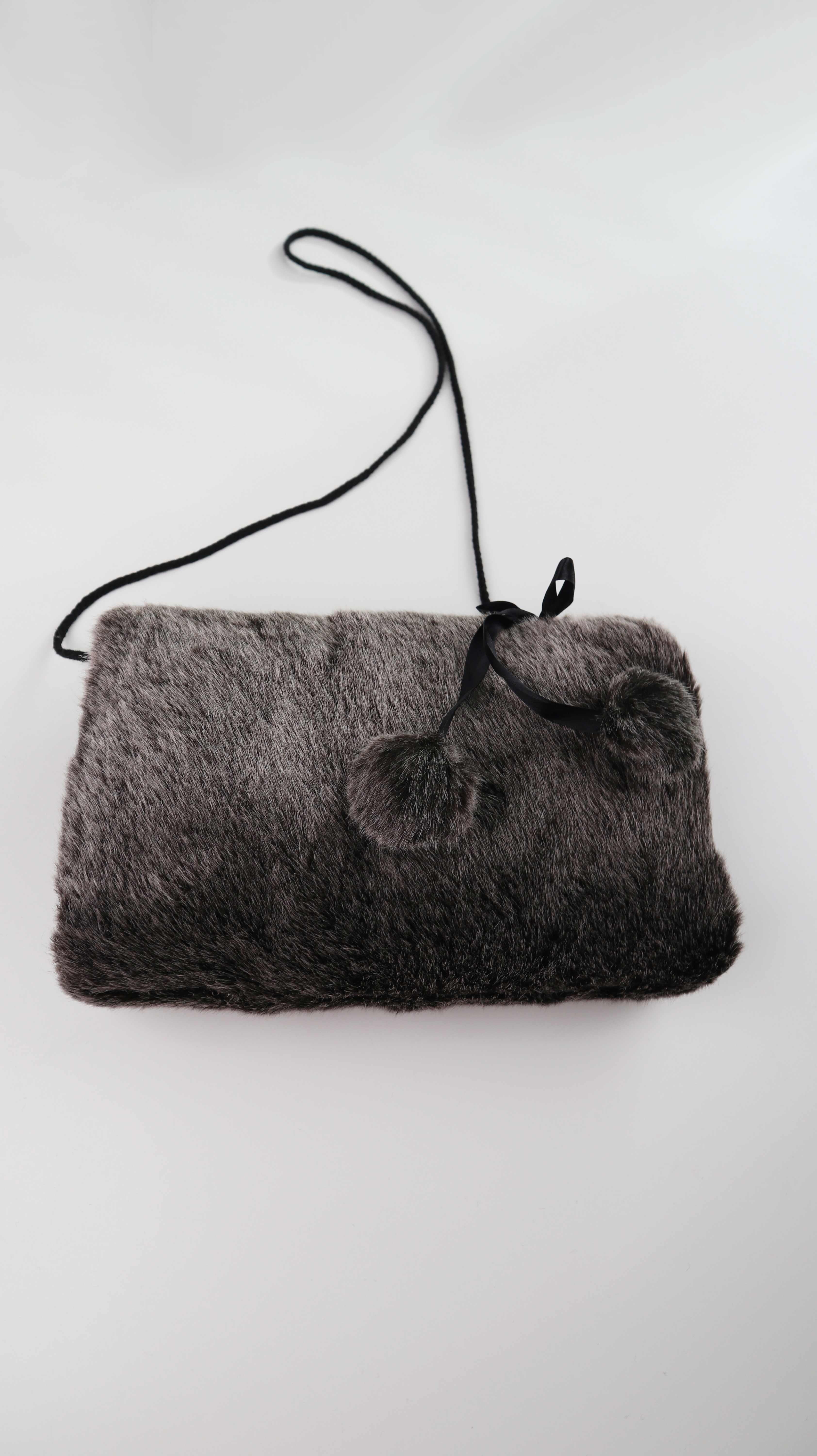 Muff Tasche Wella Fell Handwärmer schwarz braun Kunstfell