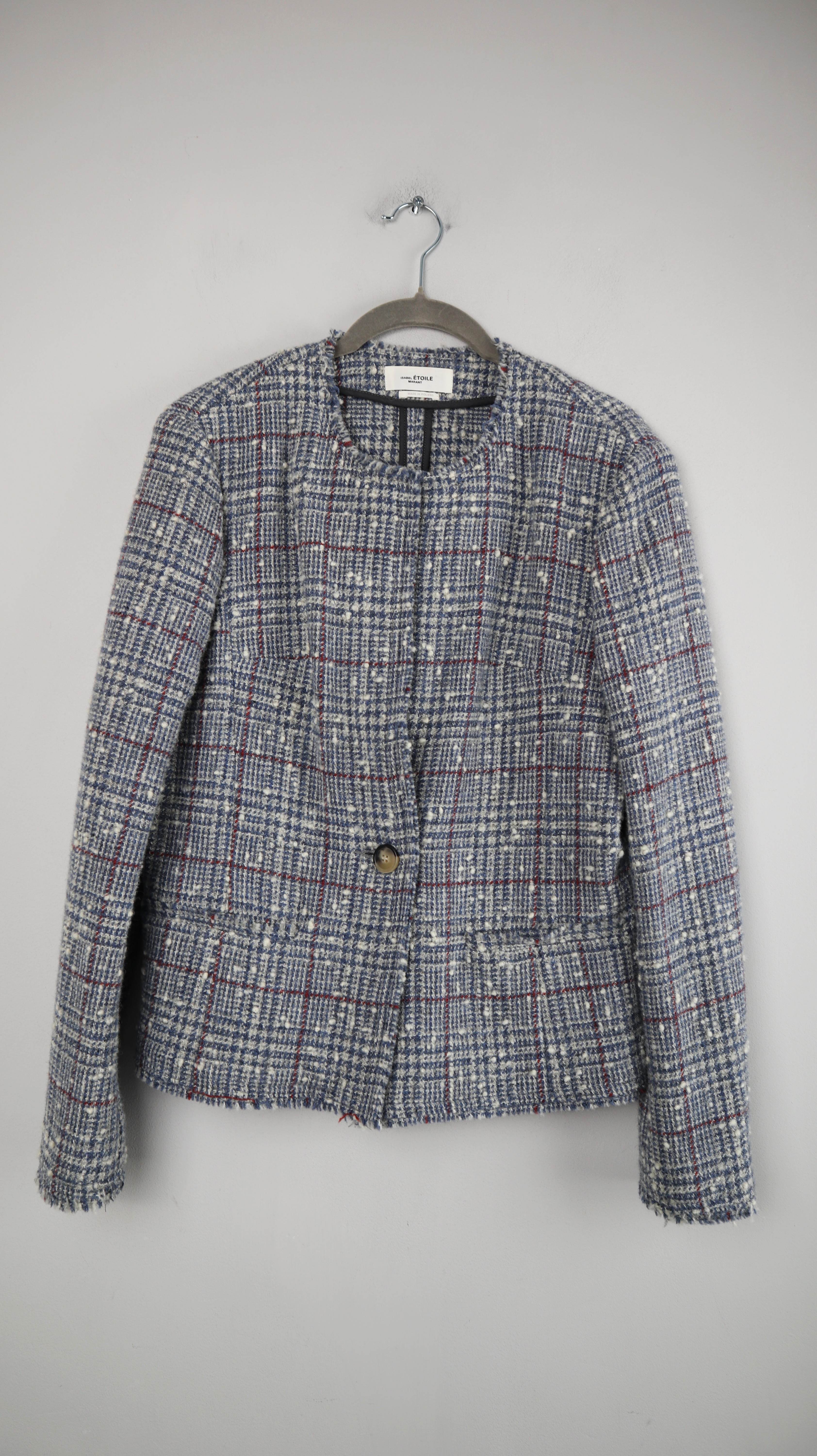 Isabel Marant Etoile Jacke Blau Blazer 40 L Wollblazer Tweed Tweedblazer