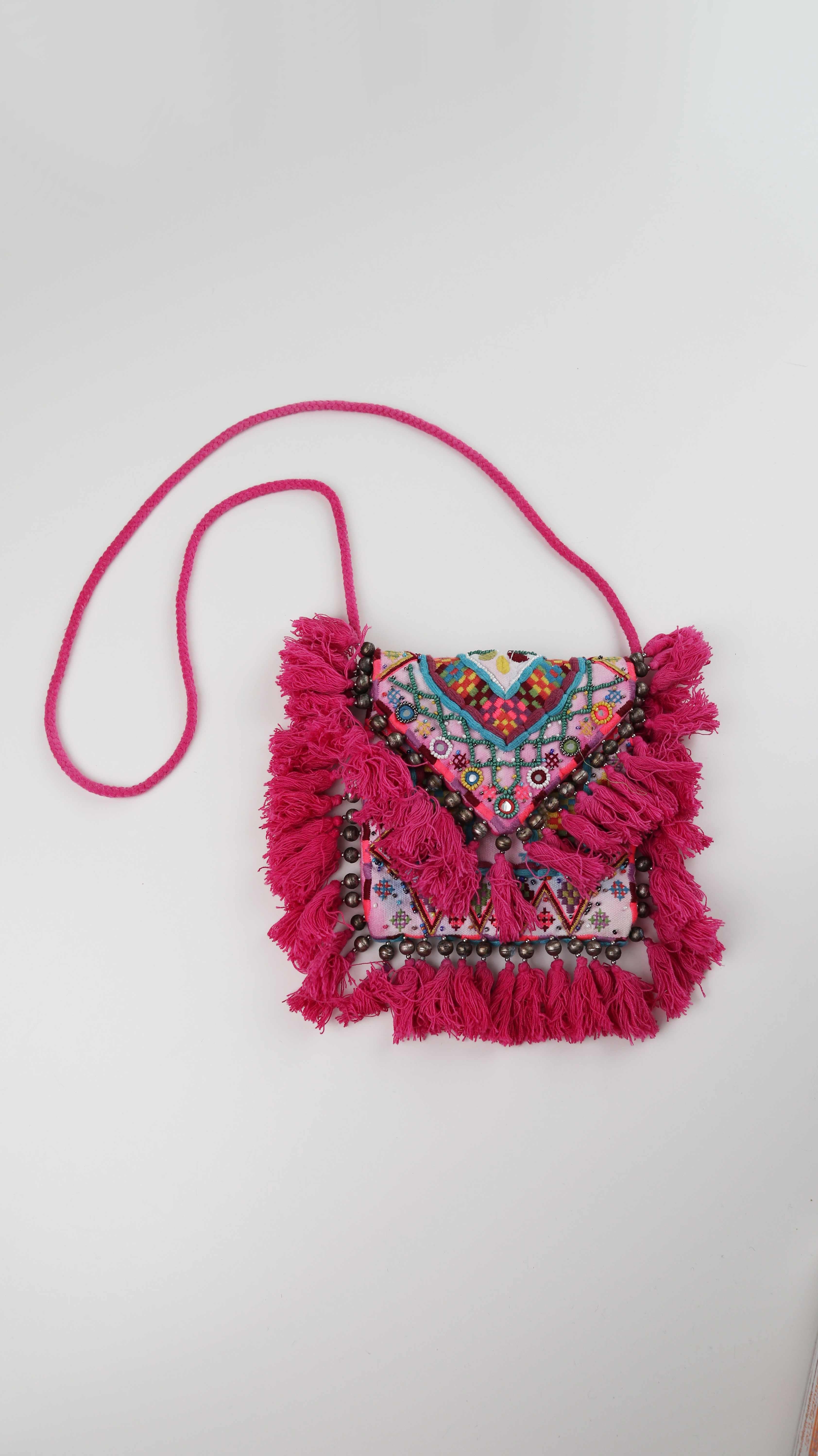 Antik Batik Tasche Pink Umhängetasche Stofftasche Hippie Bohemian