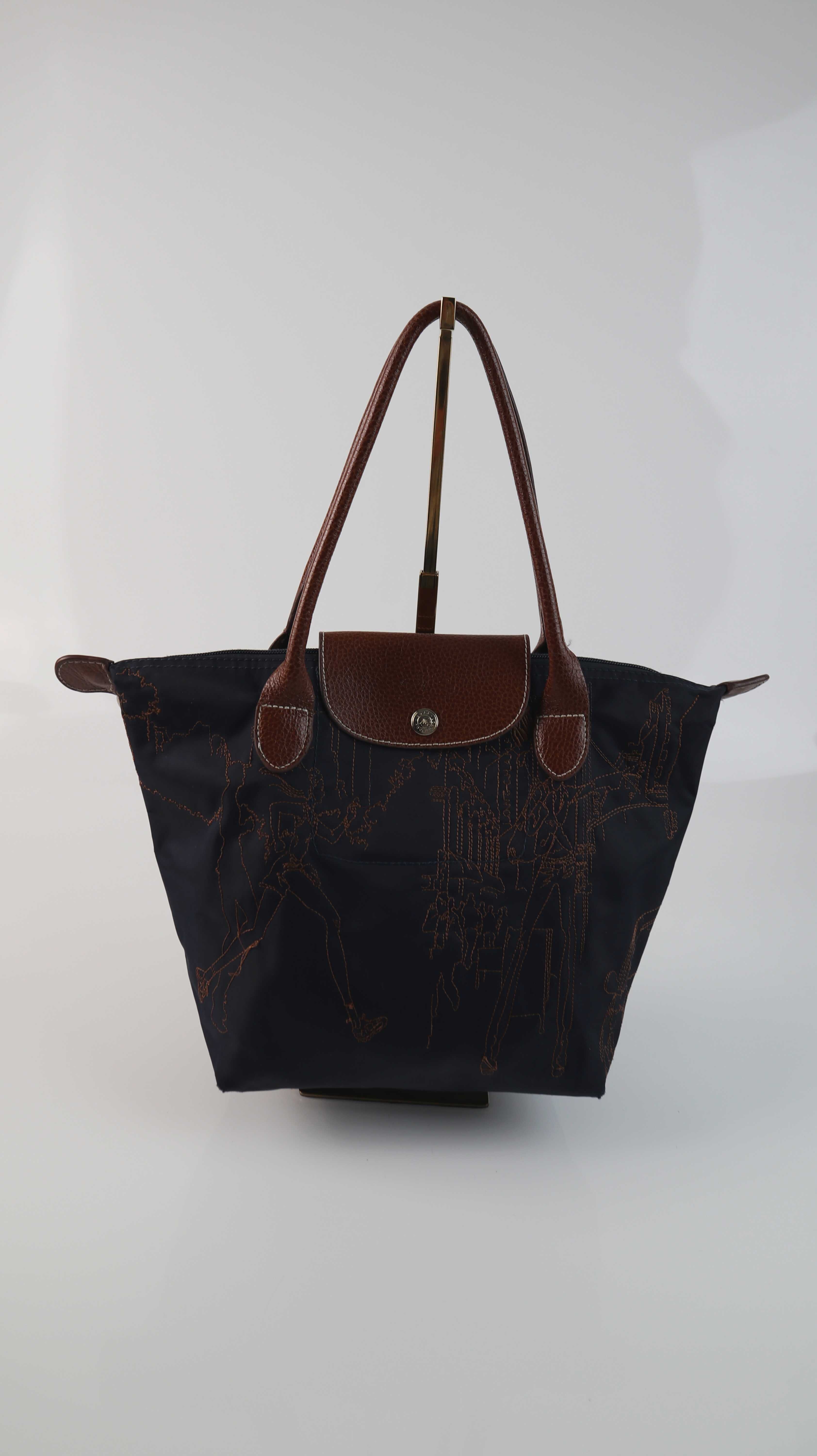 Longchamp Tasche Edition Handtasche Blau dunkelblau bestickt