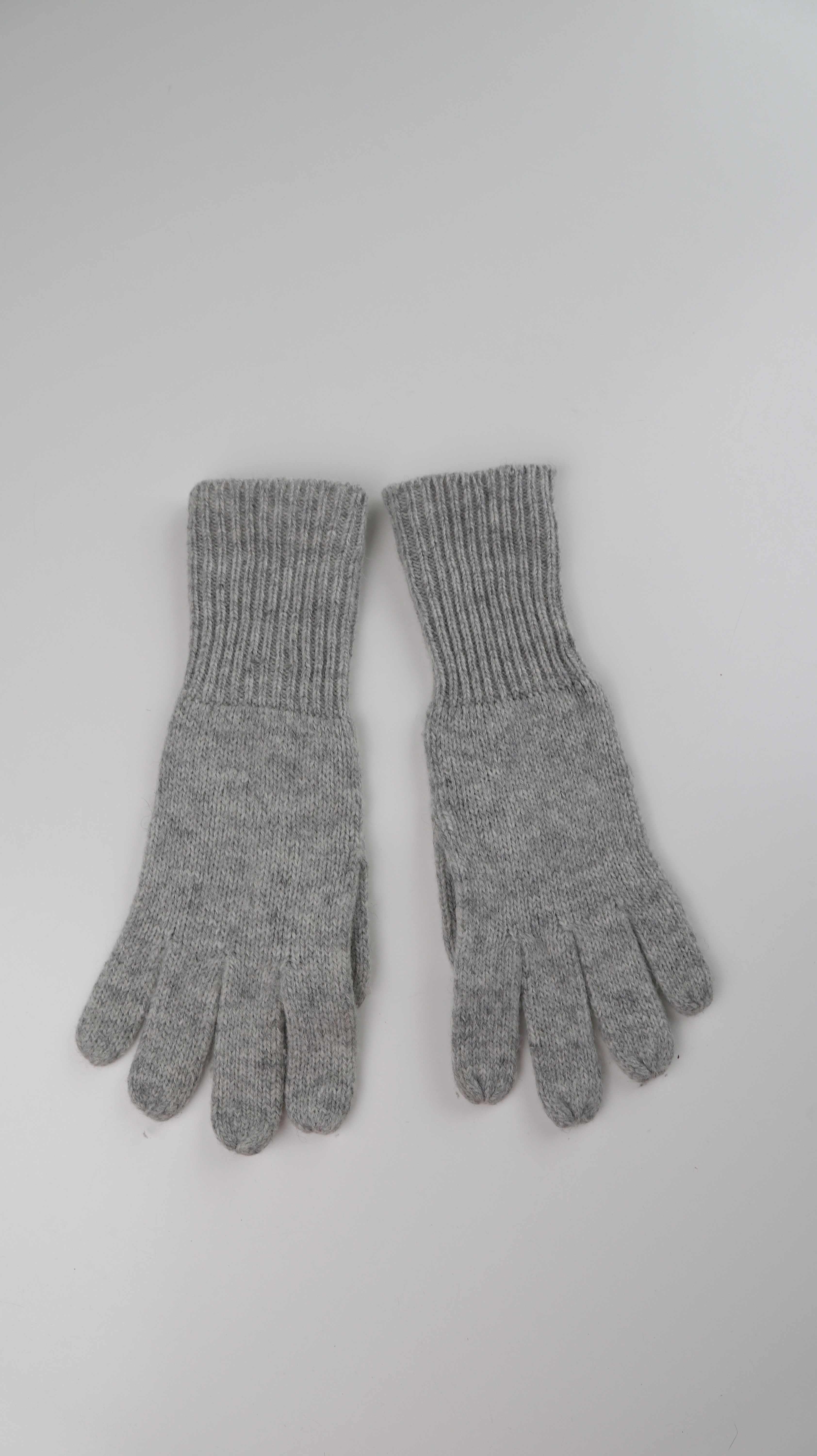 Handschuhe Grau Wolle Wollhandschuhe gestrickt Hellgrau