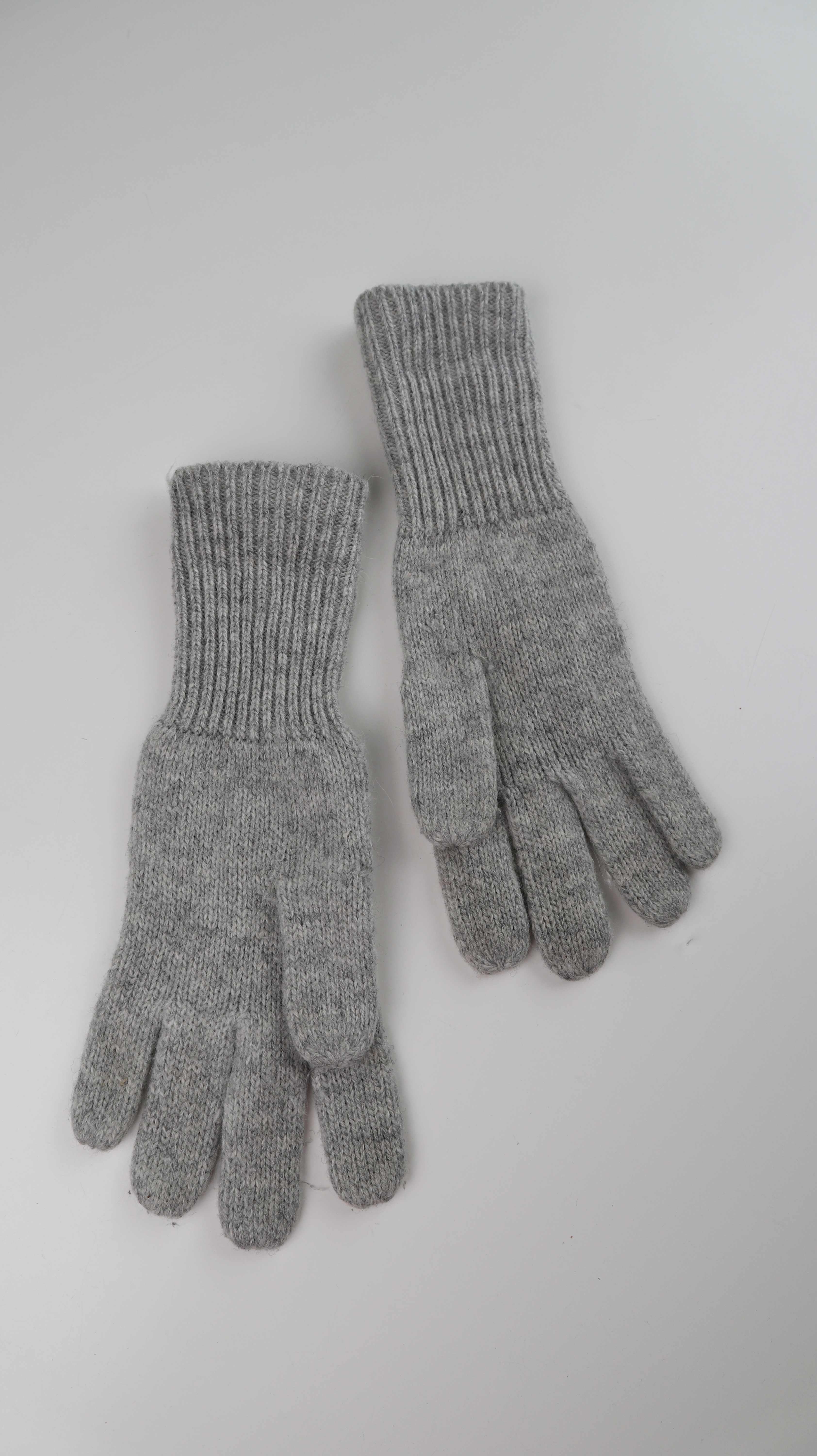 Handschuhe Grau Wolle Wollhandschuhe gestrickt Hellgrau
