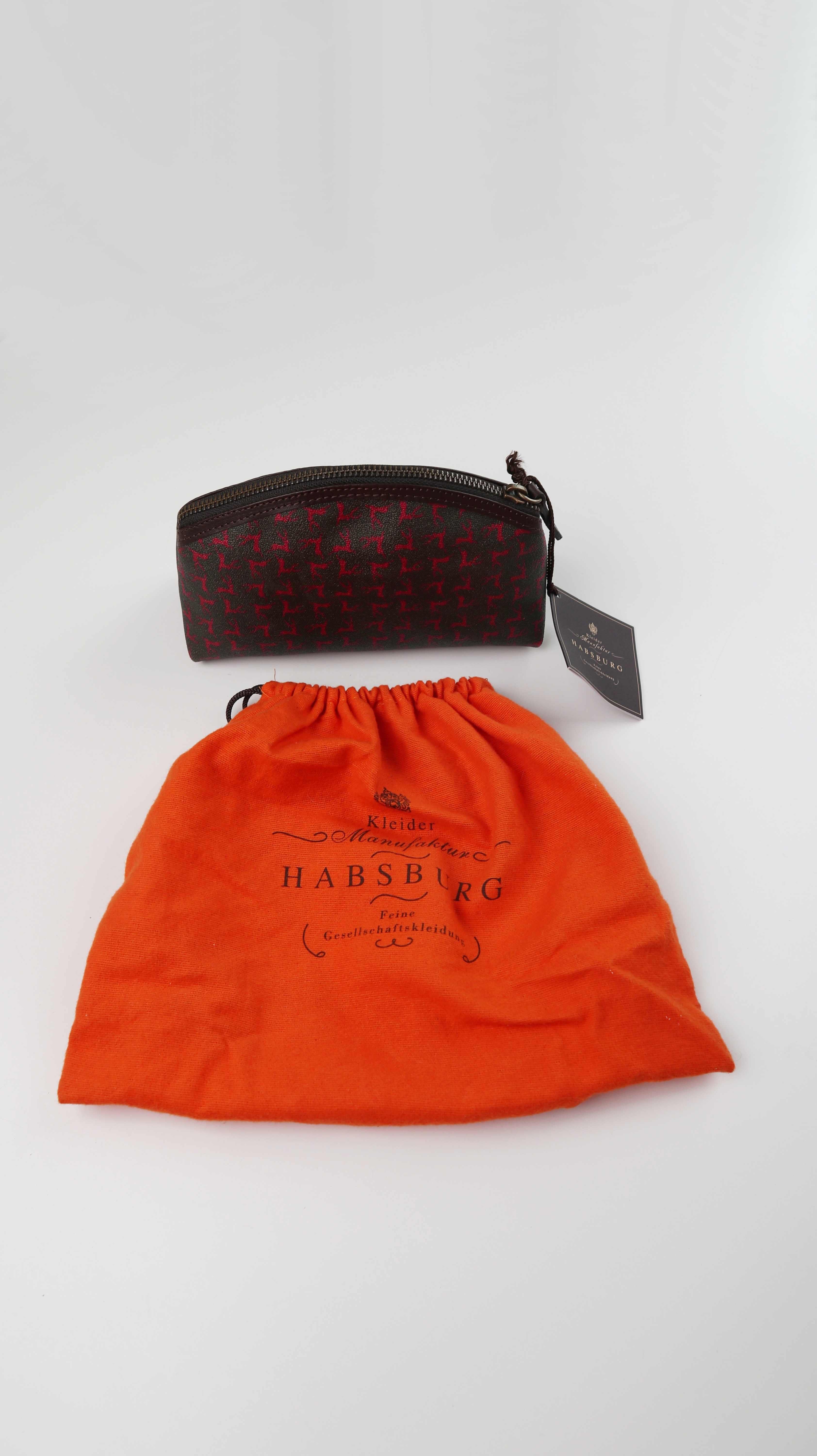 Habsburg Kleidermanufaktur Etui Case Kosmetiktasche Braun Rot Beauty Bag