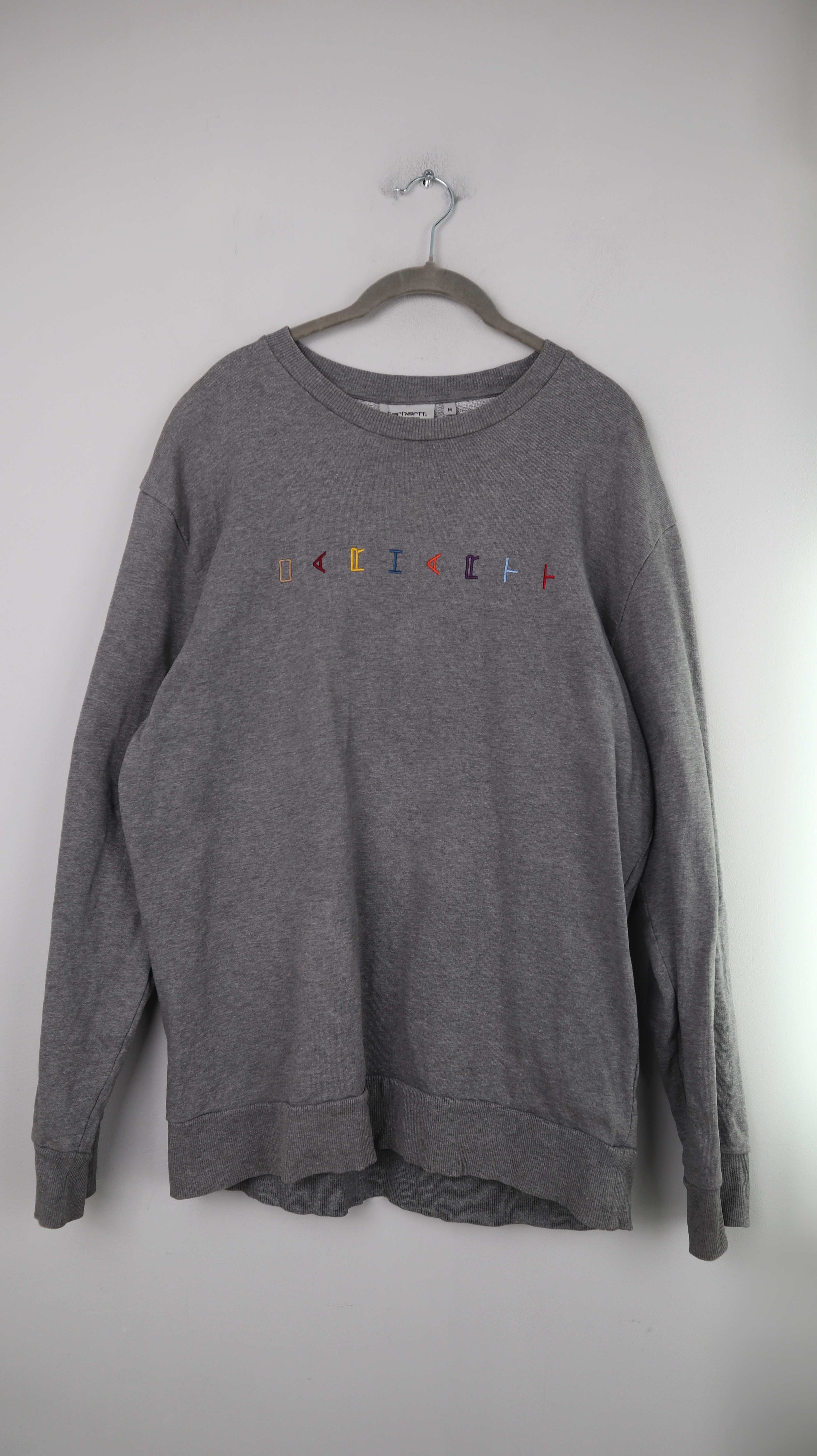 Carhartt Pullover Grau Hoodie Sweater Horizontal M Bunt bestickt