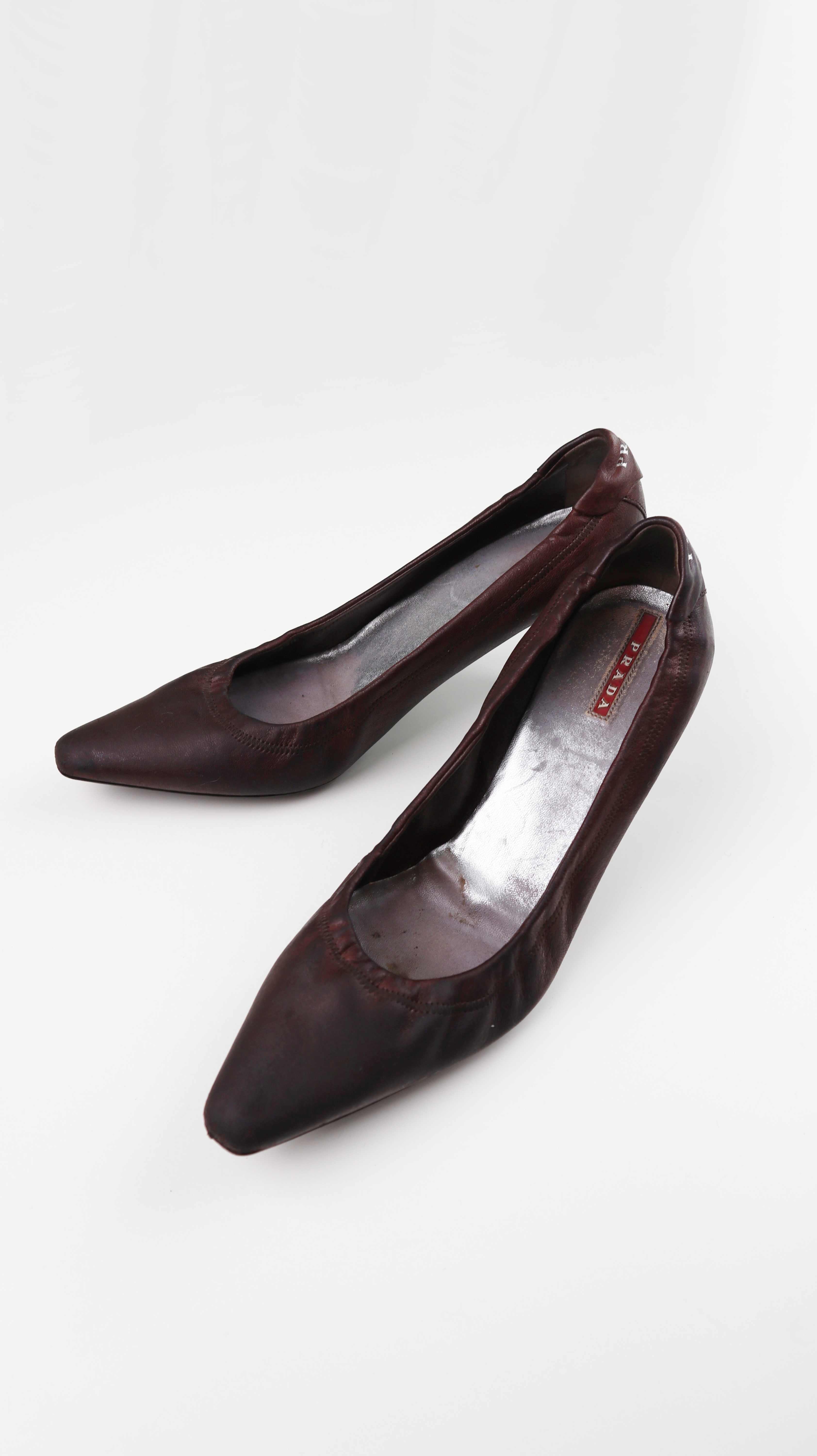 Prada Heels Absatzschuhe braun Pumps 39 1/3 High Heels Lederheels