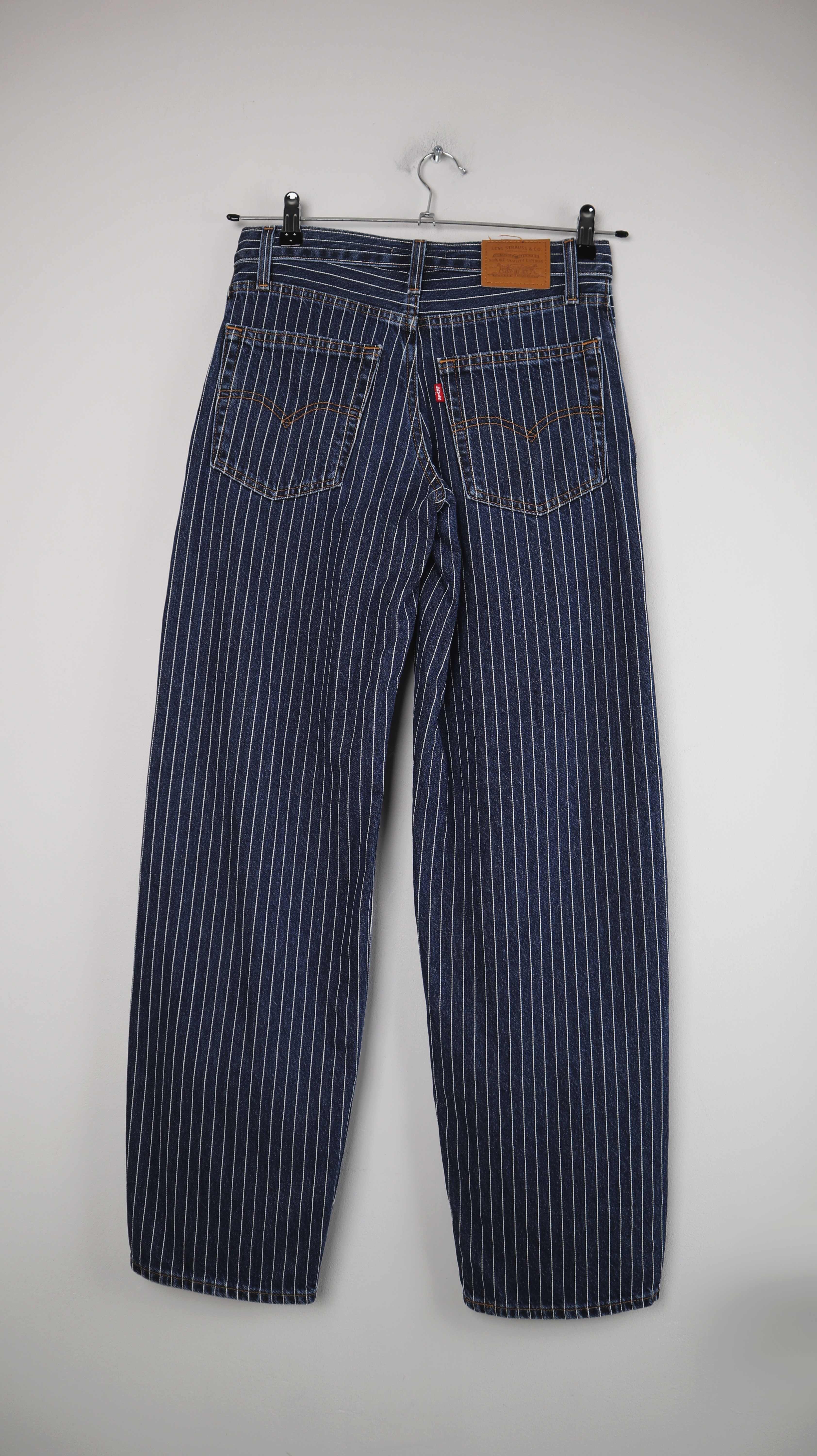 Levis Baggy Dad 24 Jeans Hose denim dunkelblau gestreift high waist