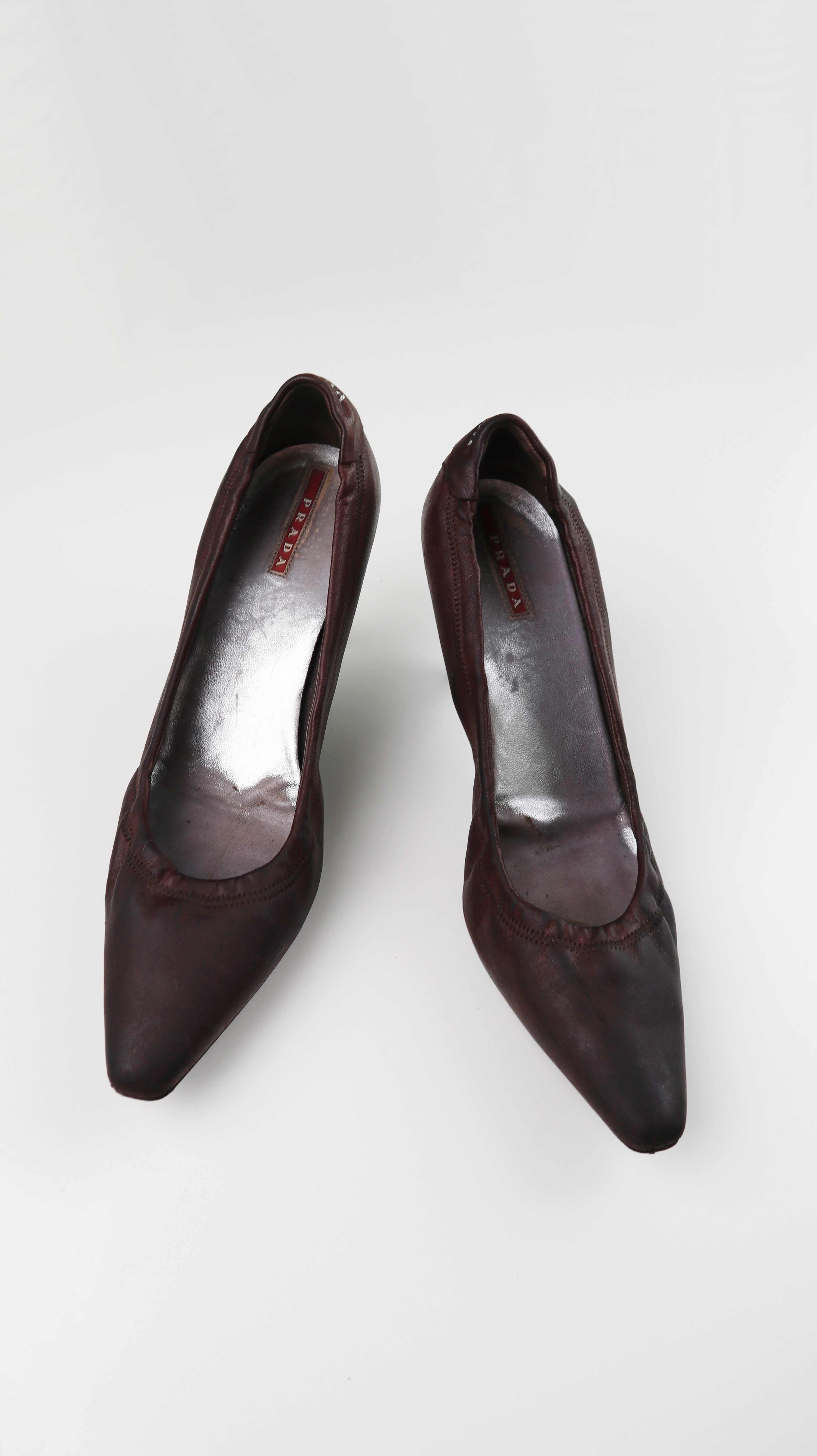 Prada Heels Absatzschuhe braun Pumps 39 1/3 High Heels Lederheels