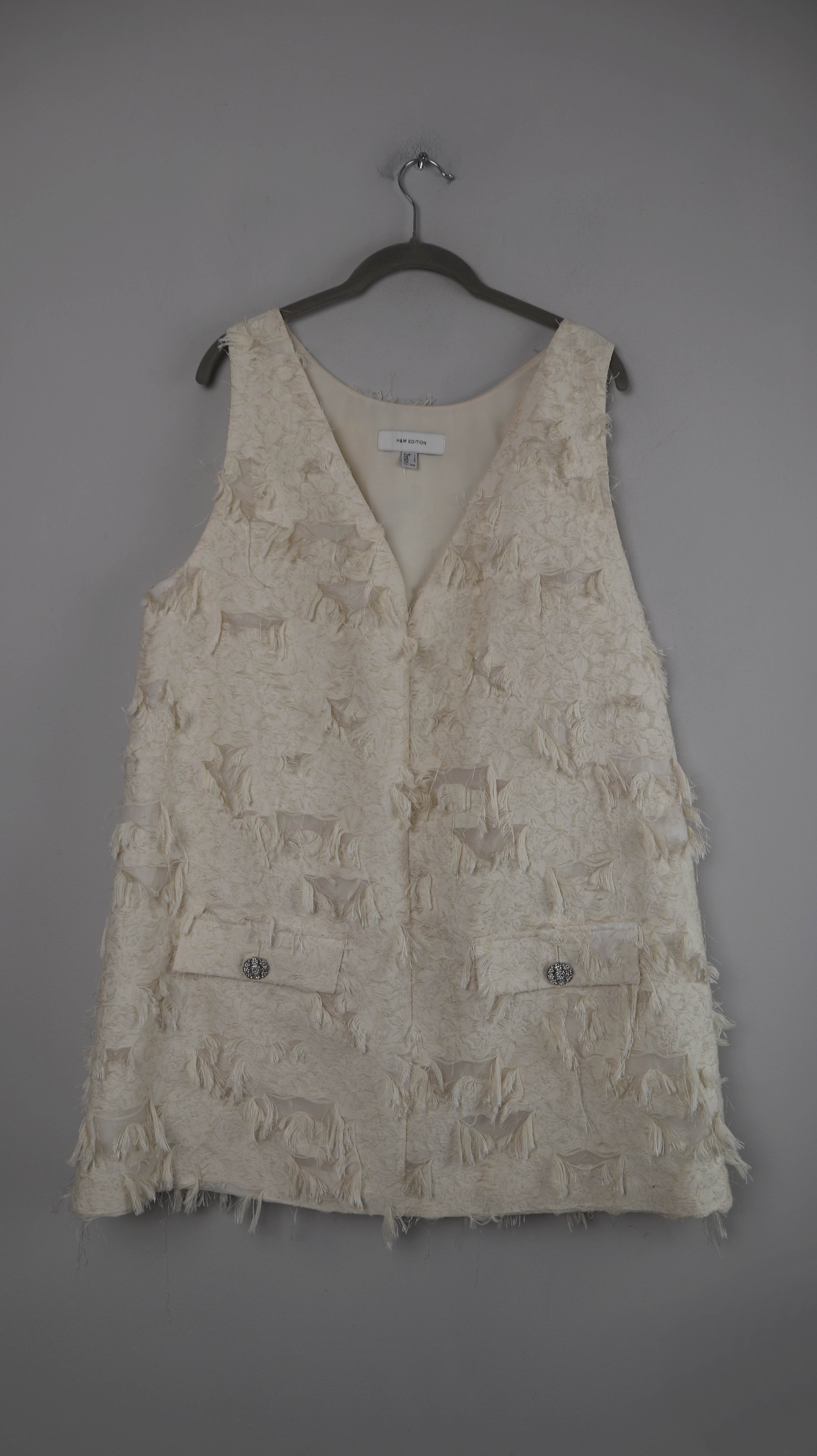 H&M Edition Kleid Kleid Minikleid 40 L Creme Beige Midi Midikleid