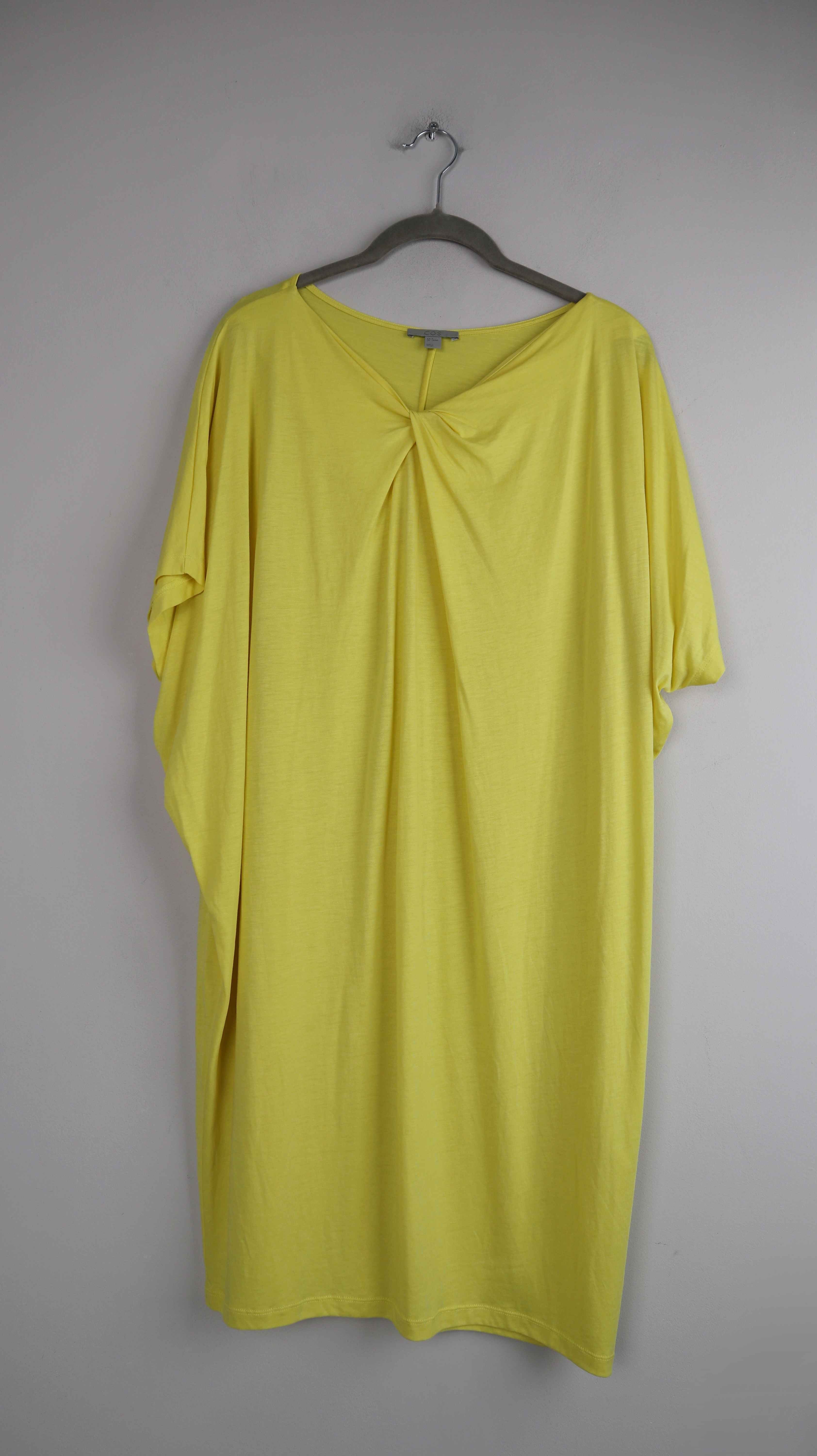 COS Kleid 38 M Gelb Midi Midikleid Sommerkleid basic Neongelb