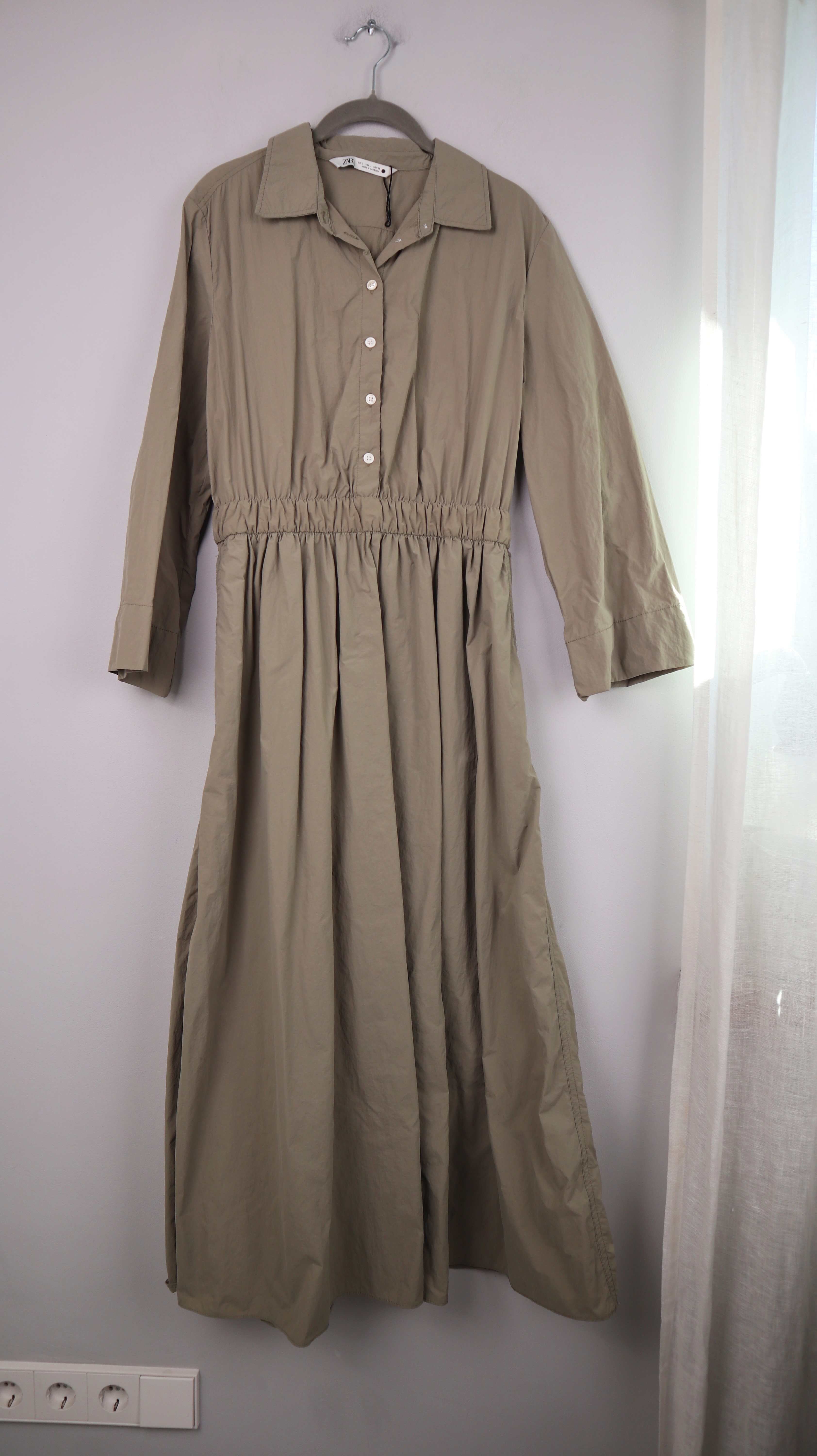 Zara Kleid Grün 40 L Maxi Maxikleid Khaki Olivgrün