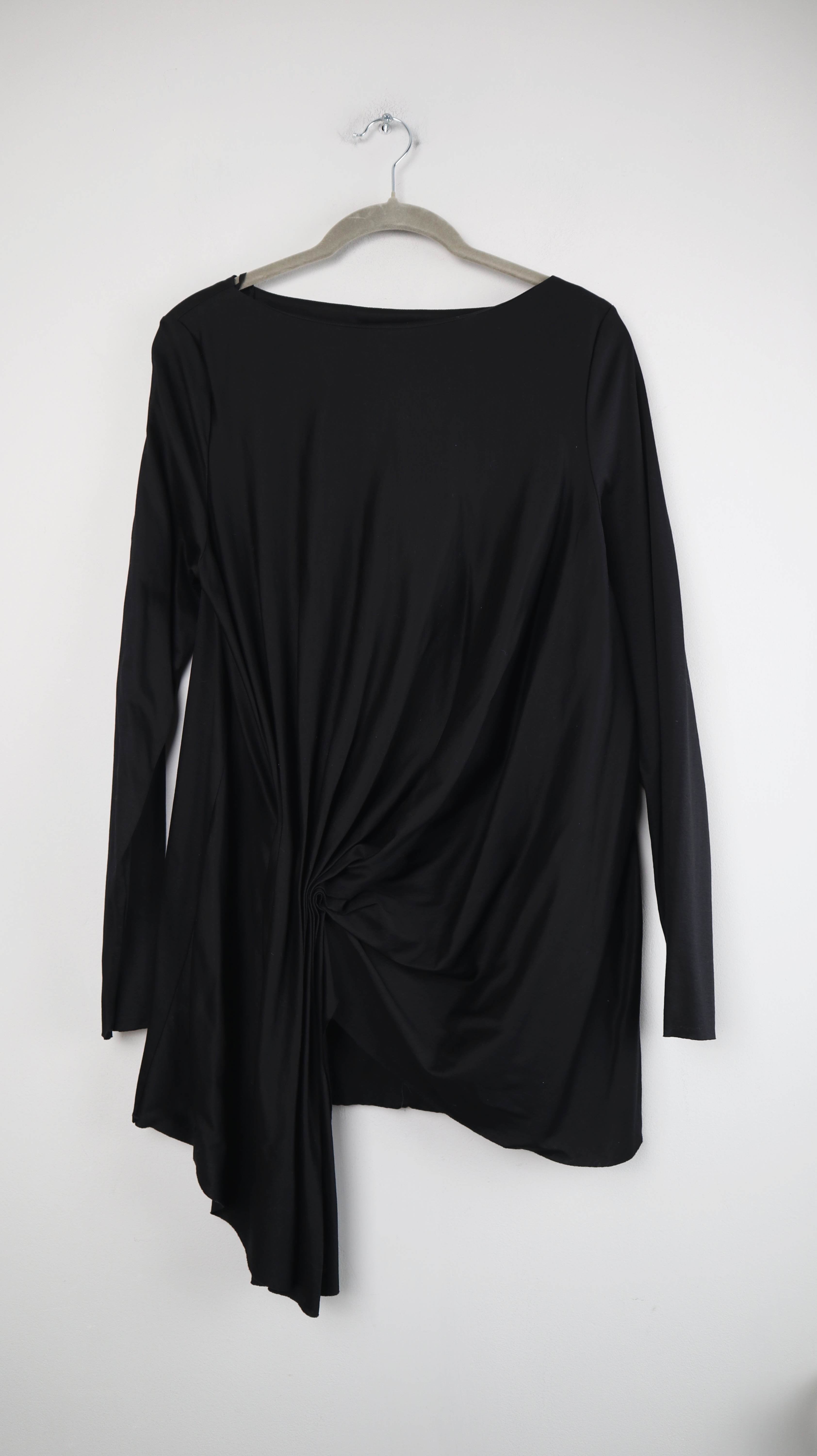 Cos Shirt schwarz basic Longsleeve 38 M Asymmetrisch Pullover