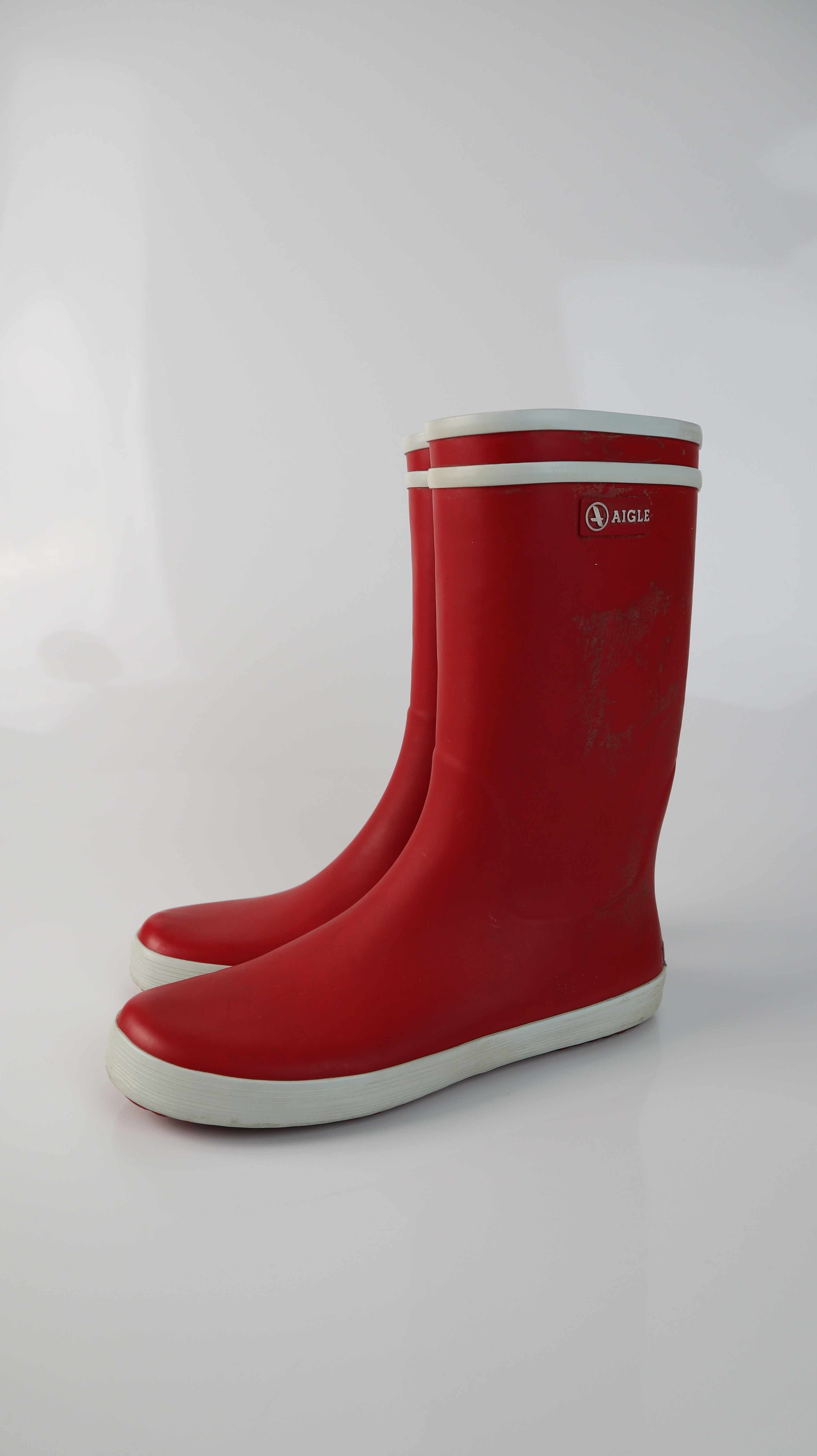 Aigle Gummistiefel rot 38 Stiefel weiß Regenstiefel