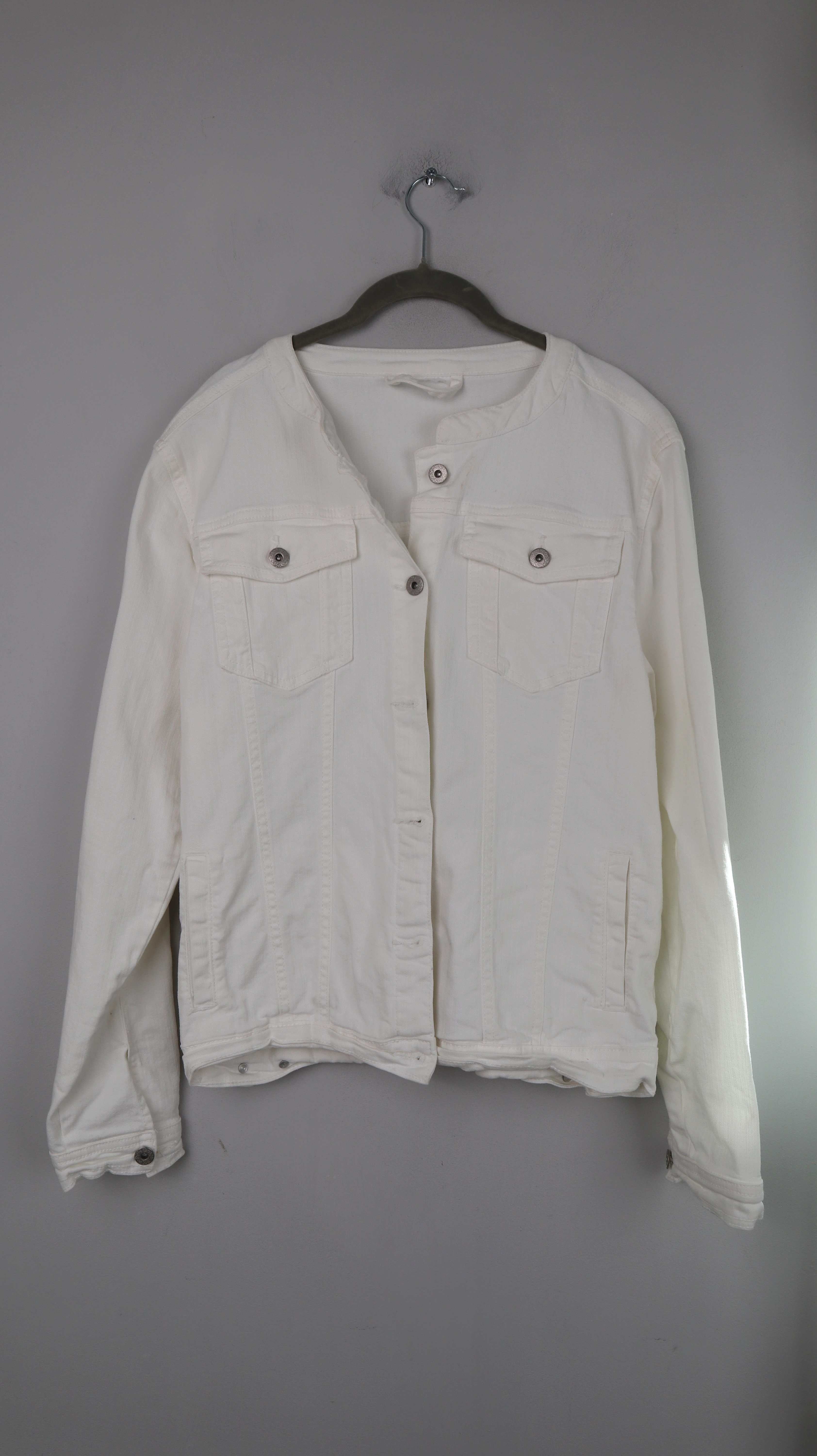 Gina Jeansjacke weiß basic 44 Sommerjacke Blazer Einfarbig
