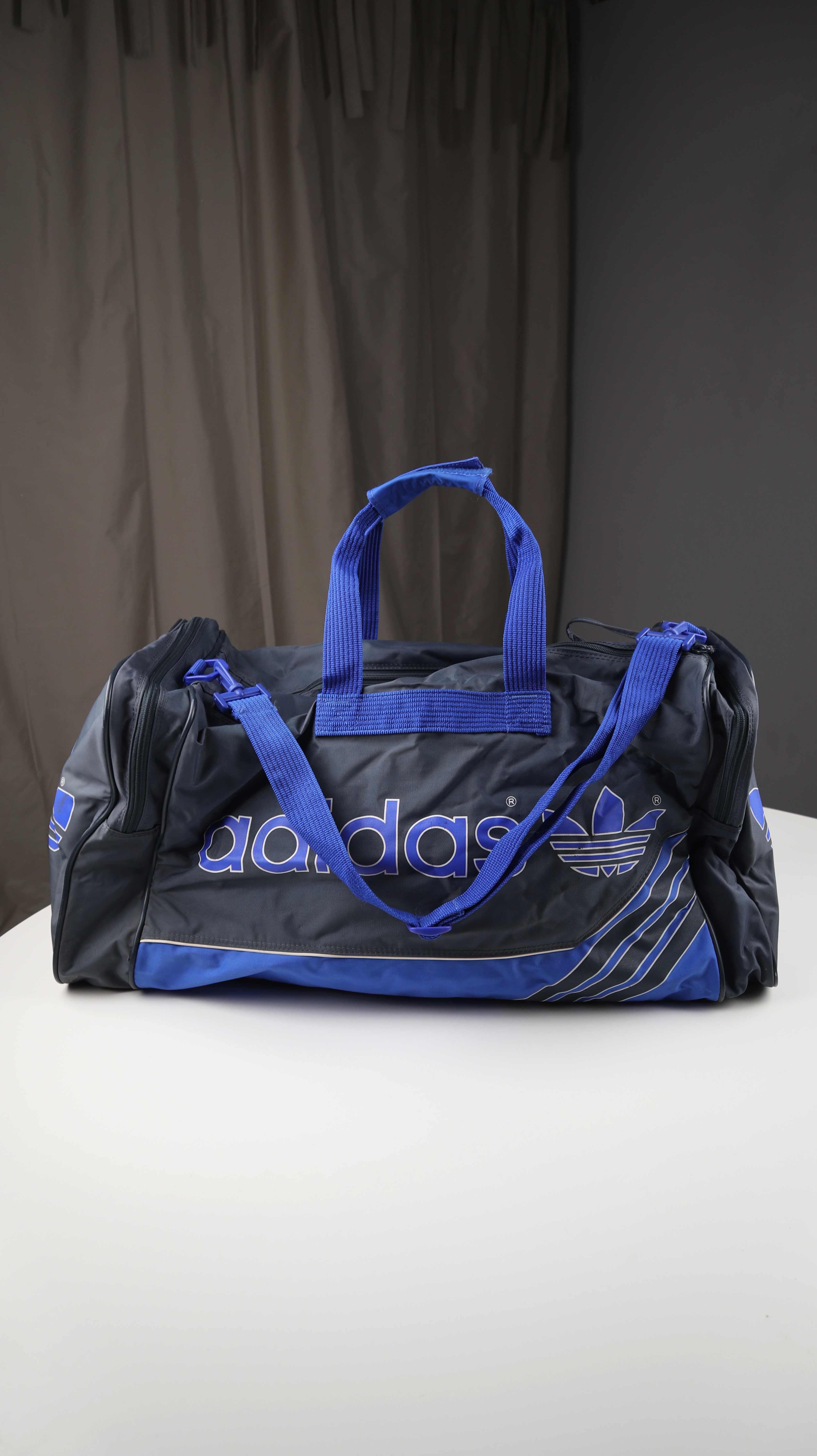 Adidas Sporttasche Weekender Tasche Trainingstasche grau blau Vintage Retro