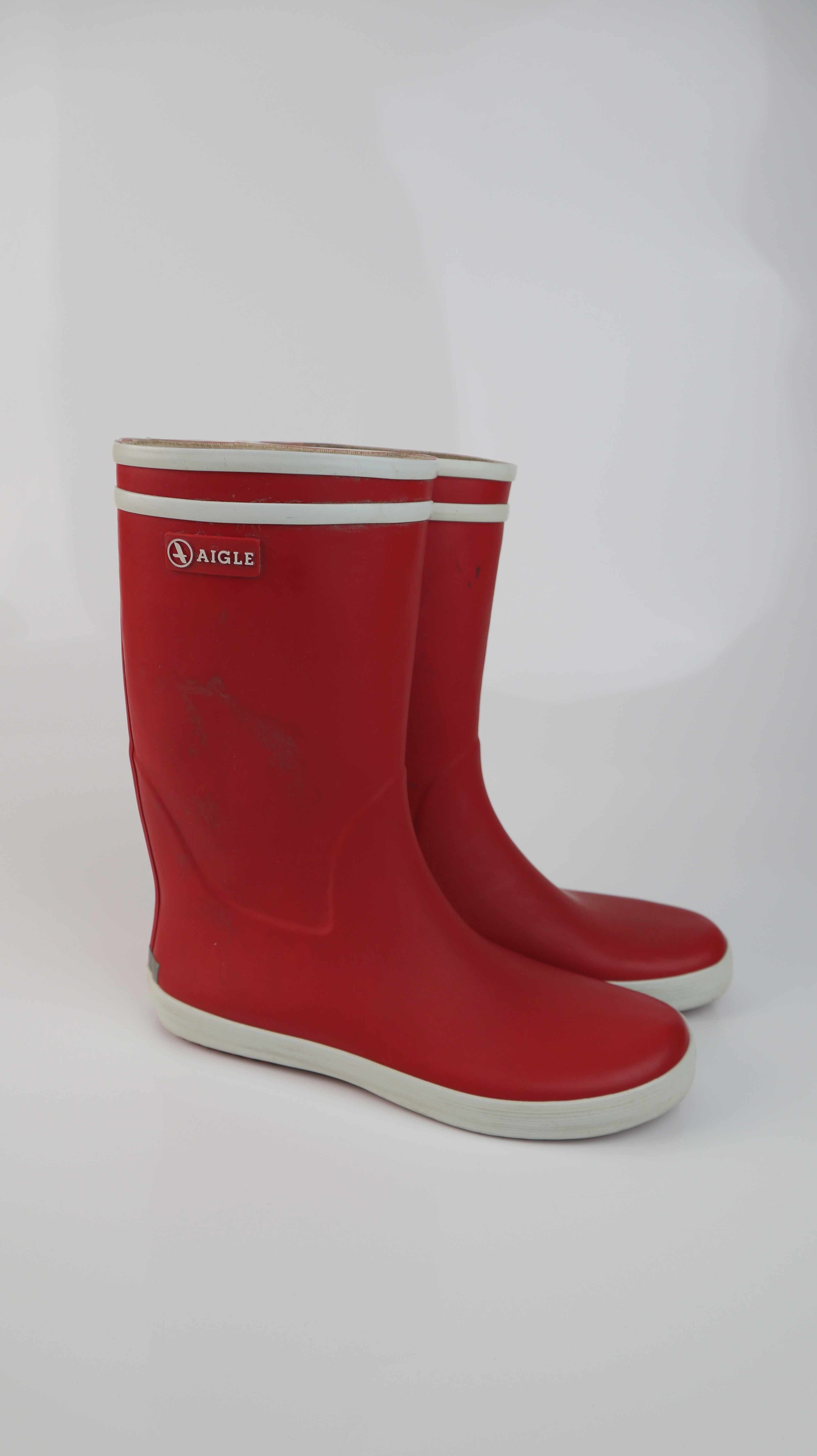 Aigle Gummistiefel rot 38 Stiefel weiß Regenstiefel