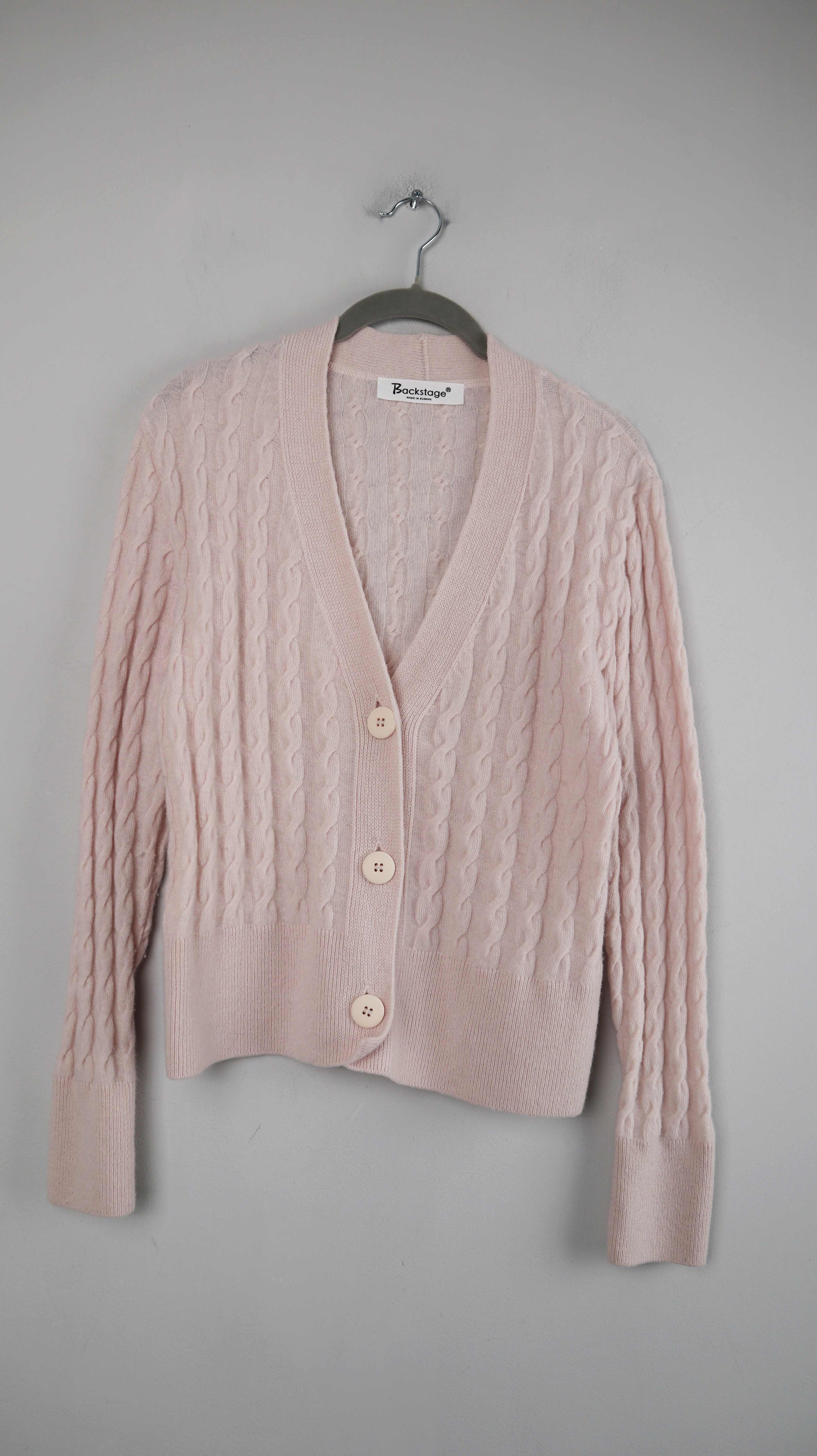 Backstage Cardigan Strickjacke Rosa 36 S Wolle Schurwolle Altrosa